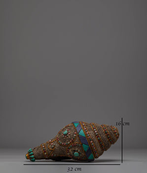 Tibetan Conch Shell with semi precious stones