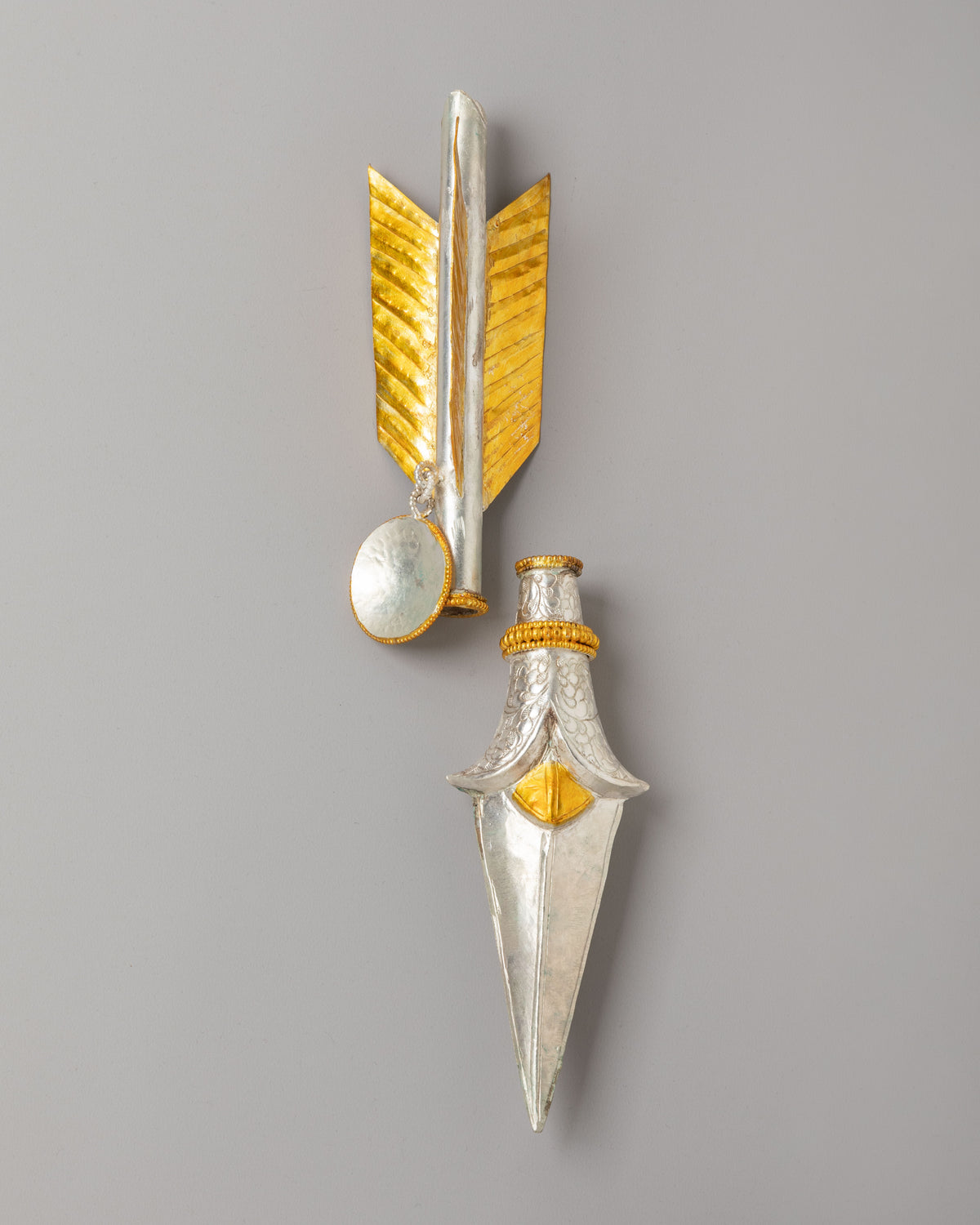 Himalayan Ritual Arrow | Gold and Silver Plated Altar Decor