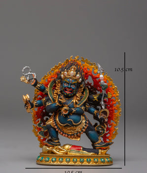 Handcrafted Tibetan Six Armed Mahakala Sculpture
