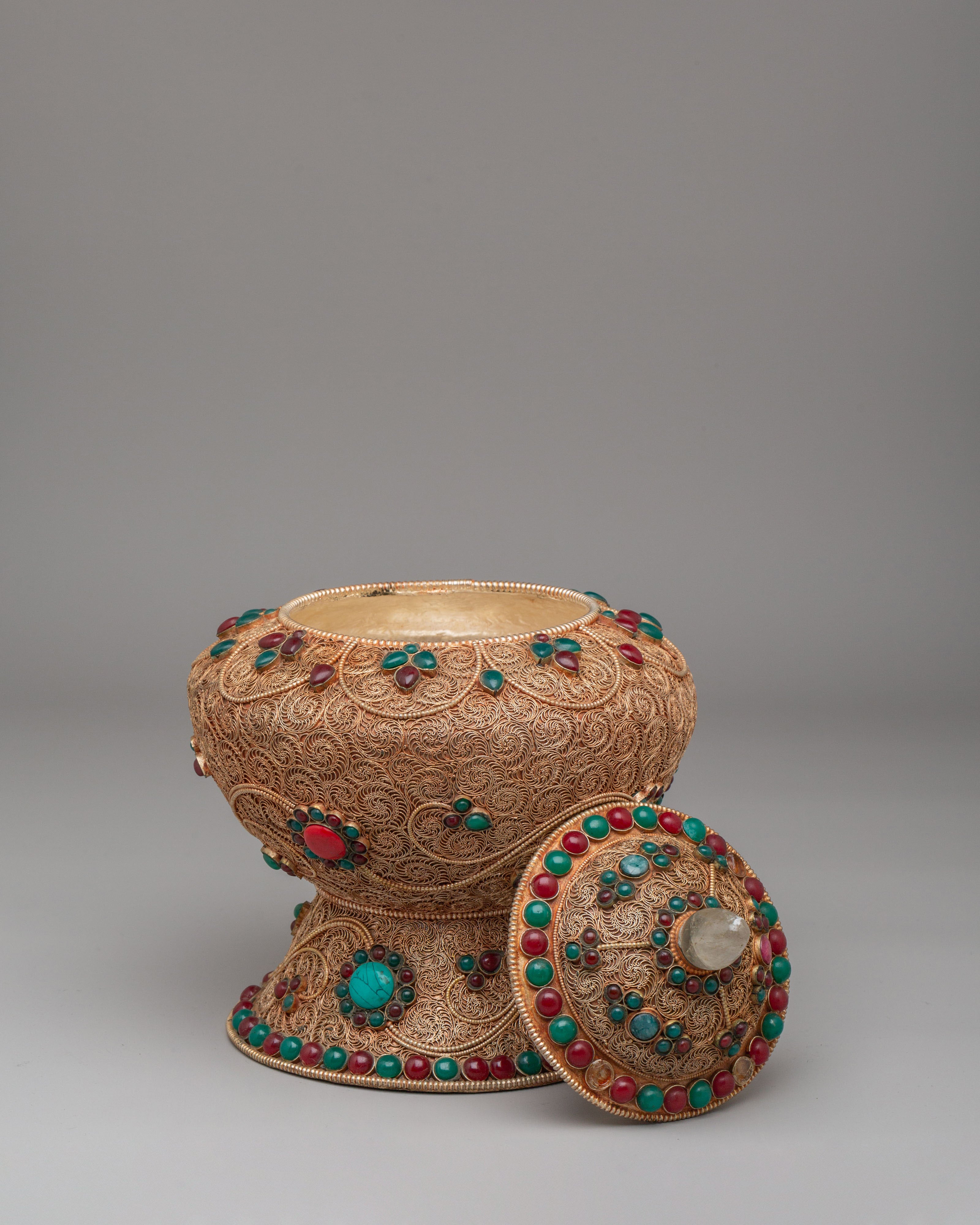Tibetan Filigree Rice Pot | Handcrafted Ritual Vessel