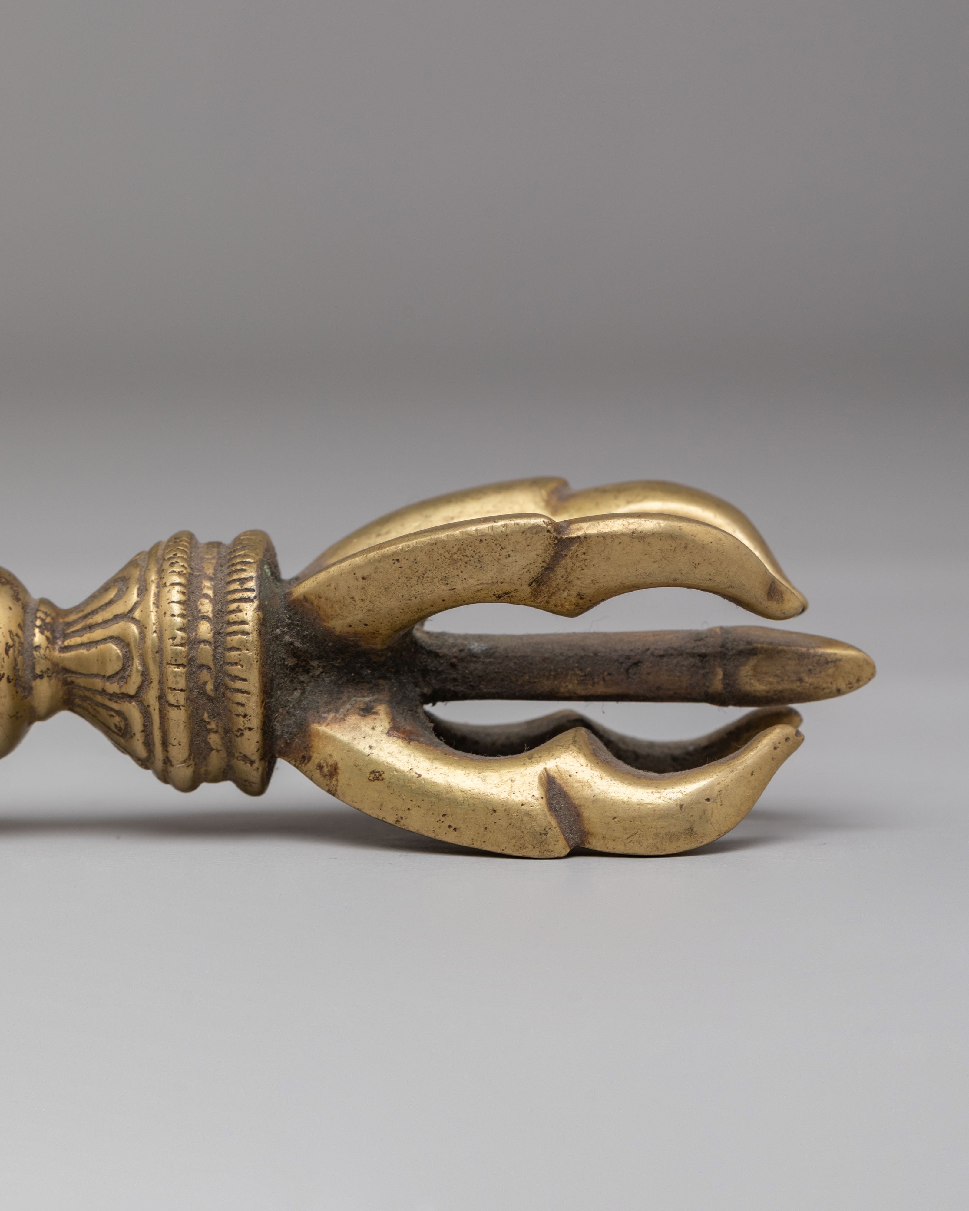 Sacred Tibetan Vajra Ritual Tool | 3-Pronged Open Vajra for Meditation & Rituals