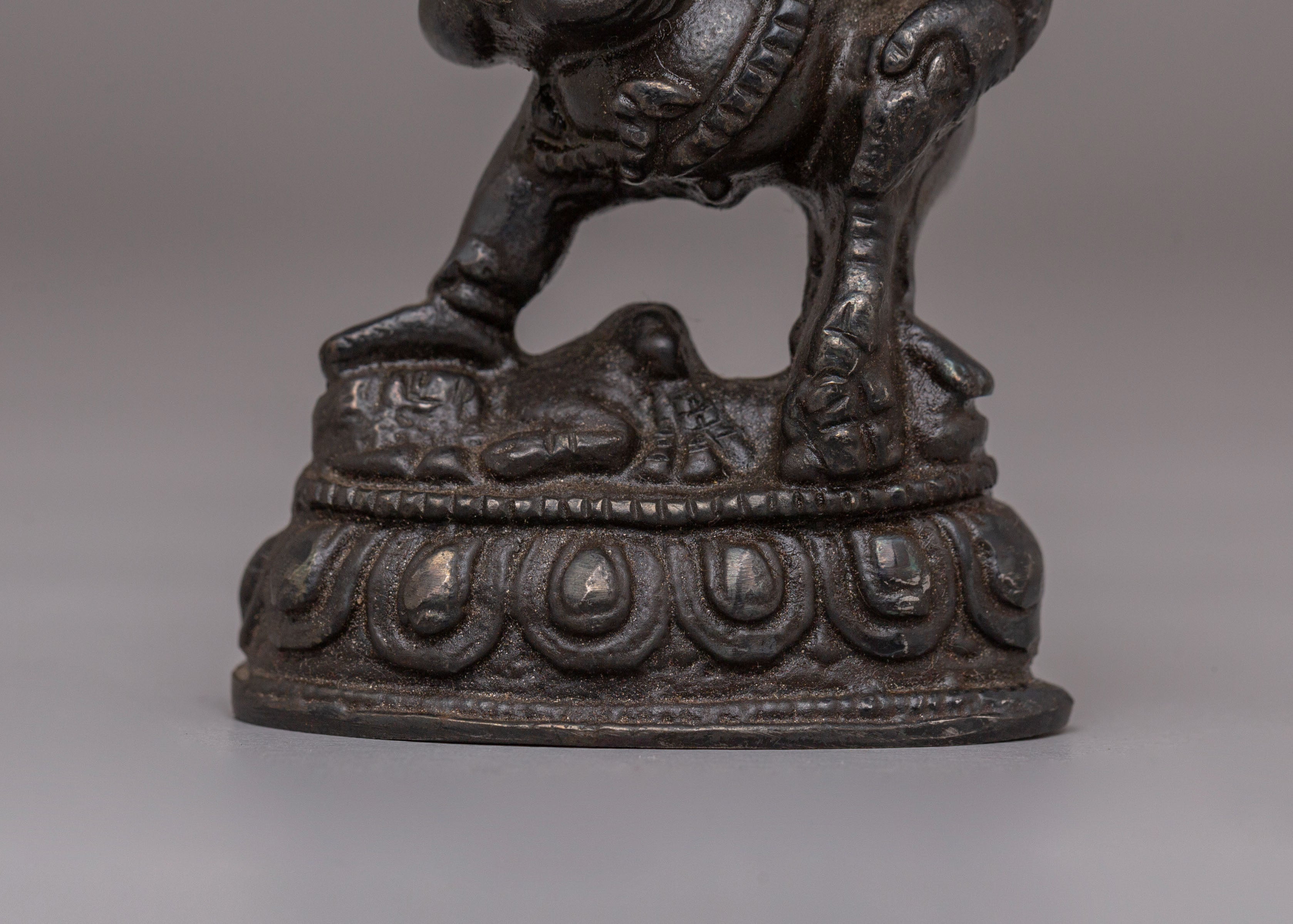 Traditional Black Dzambhala Deity Statue | Handcrafted Iron Sculpture