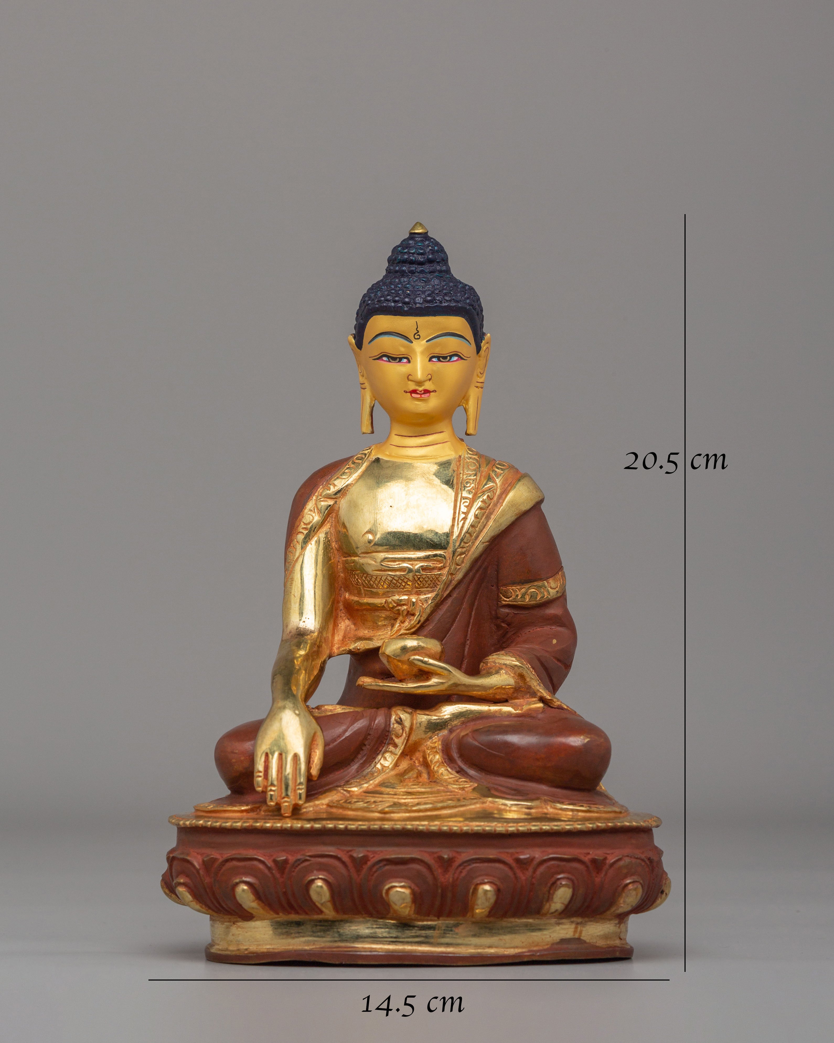Sacred Shakyamuni Buddha Statue | 24K Gold Plated Buddhist Altar Decor