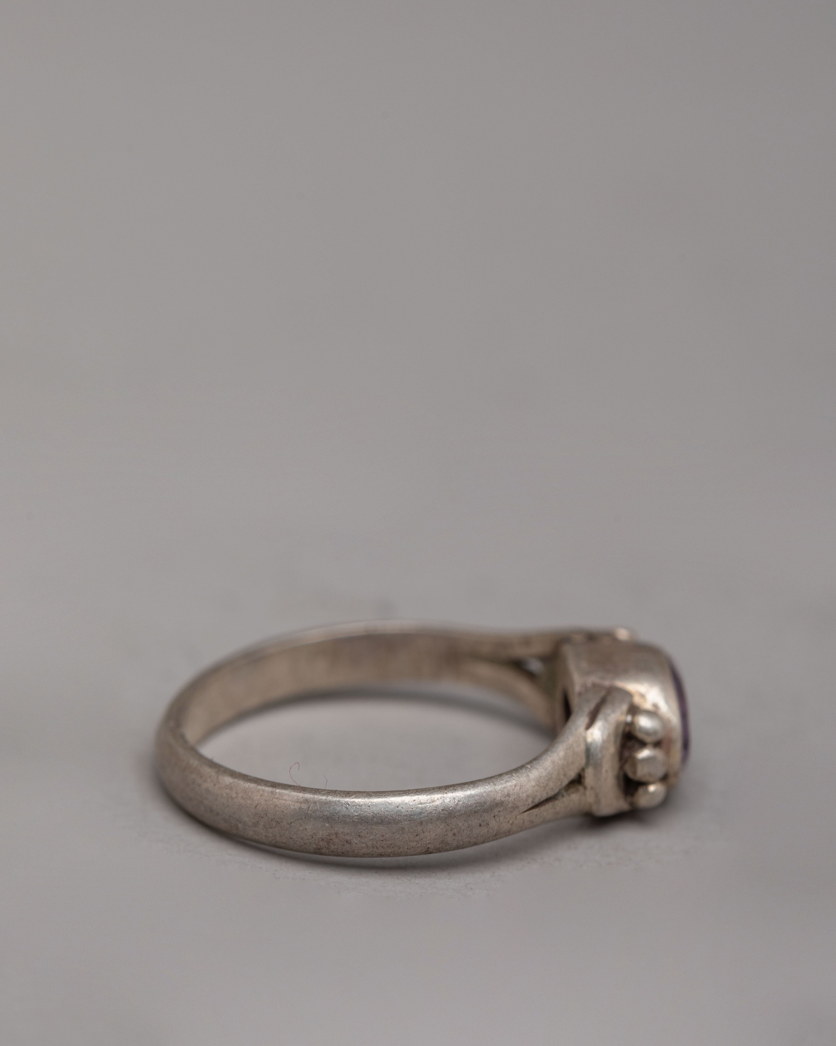 Handcrafted Tibetan Ring | Silver Jewelry with Natural Zircon