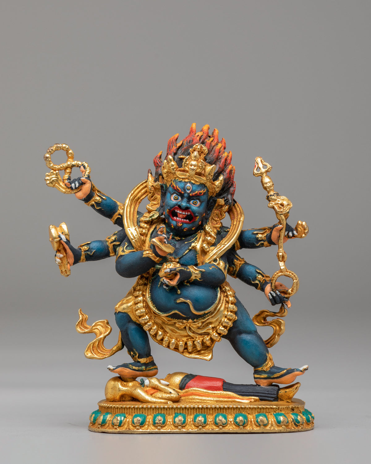 Buddhist Six-Armed Mahakala Statue | Tibetan Protector Deity Artwork