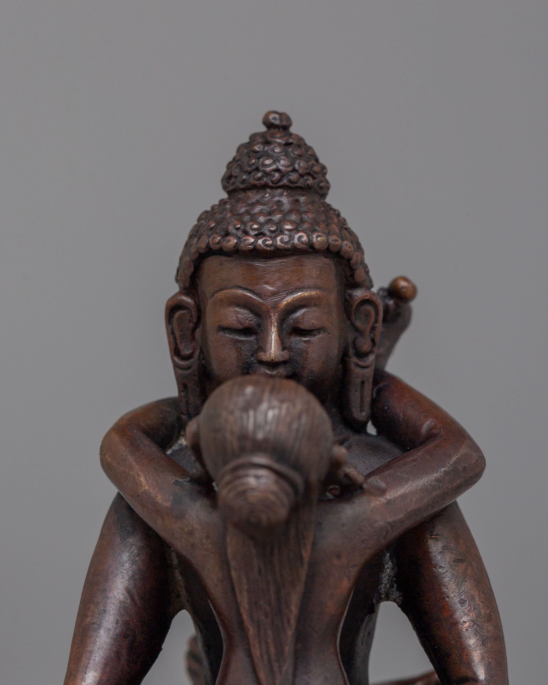 Samantabhadra With Consort Altar Sculpture | Oxidized Copper Body Statue