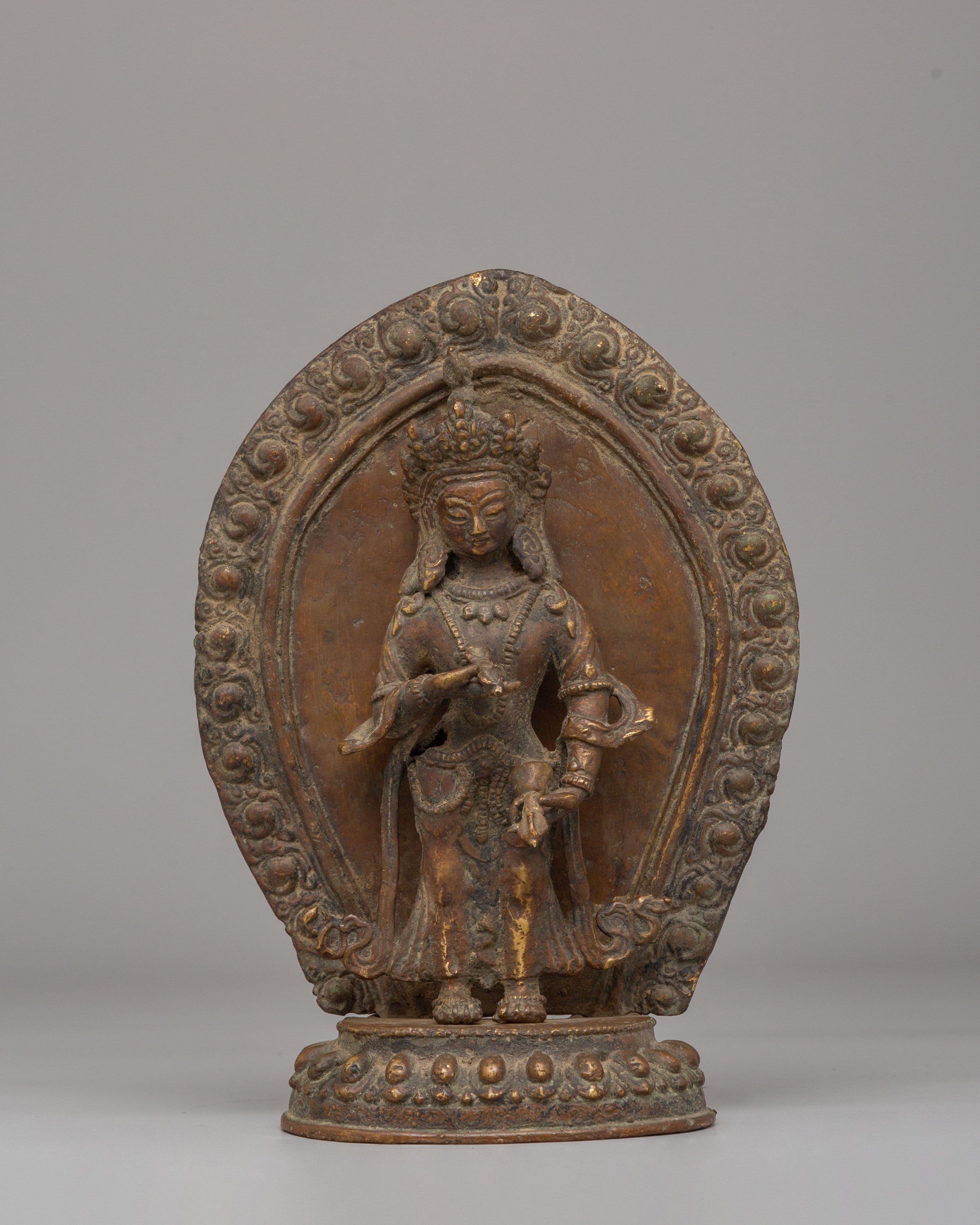 Himalayan Standing Deities Set | Antique Finished Copper Figurines
