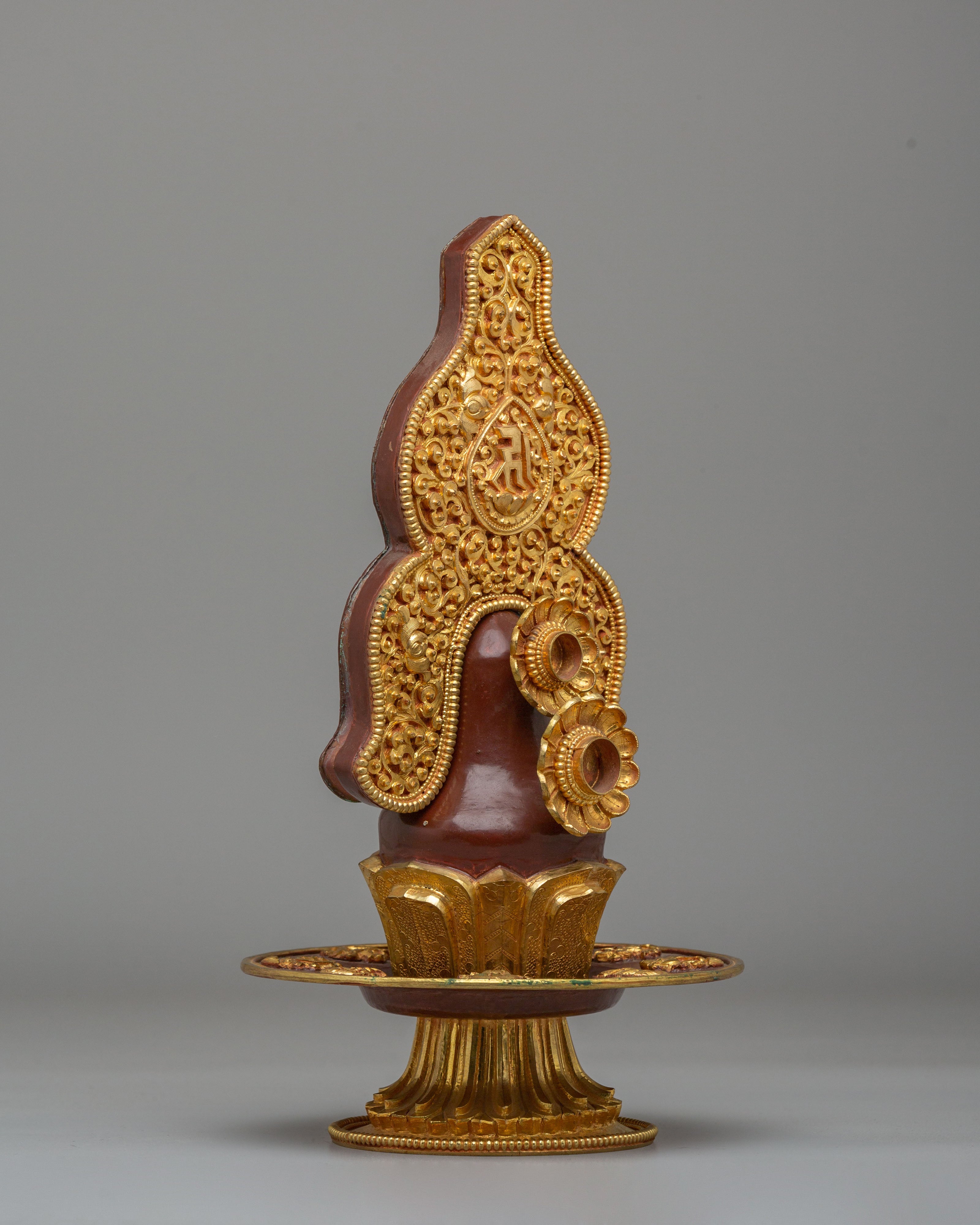 Traditional Tibetan Ritual Torma | Electro Gold Plated Copper Torma