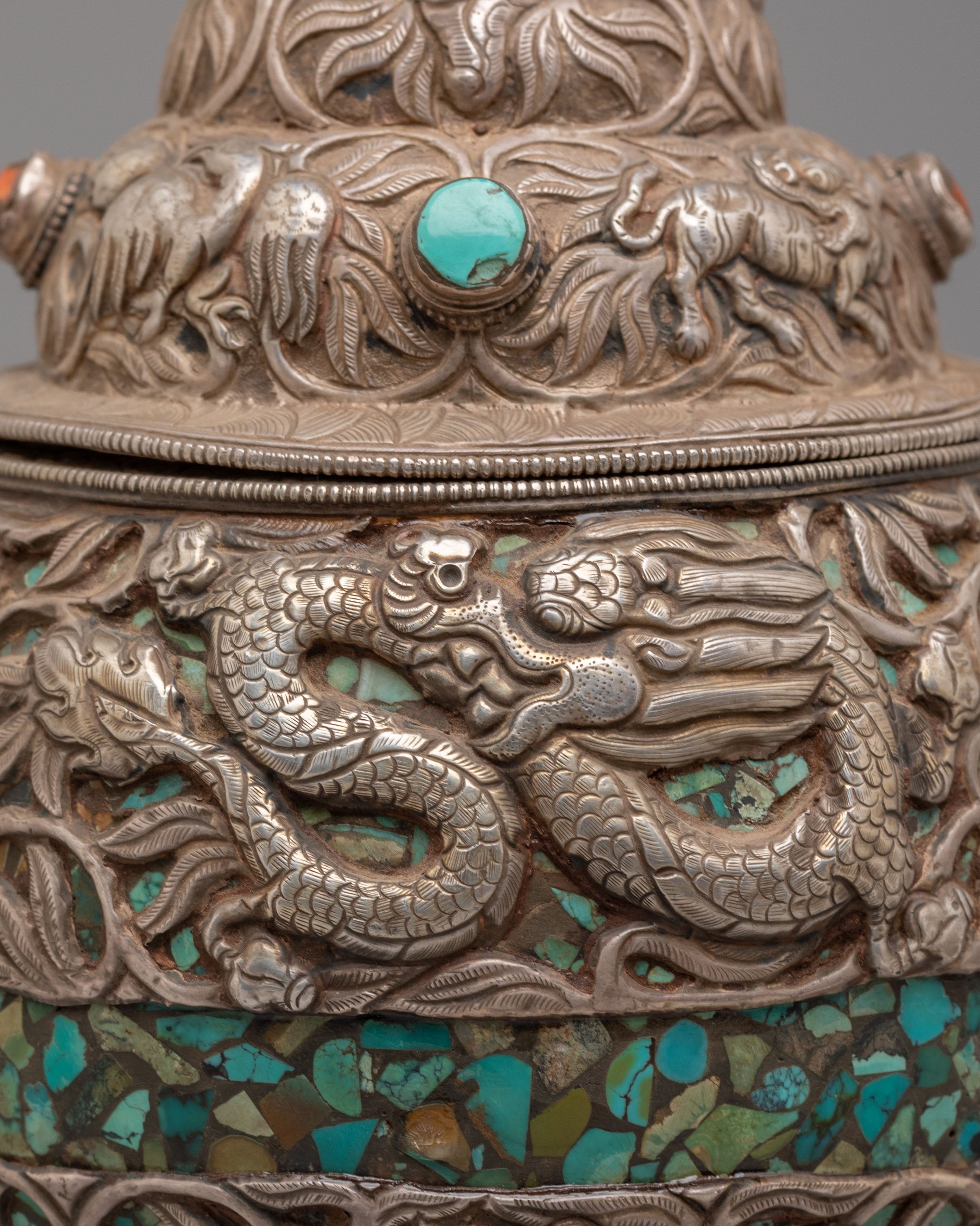 Sacred Tibetan Ritual Rice Vessel | Traditional Buddhist Offerings Vessel
