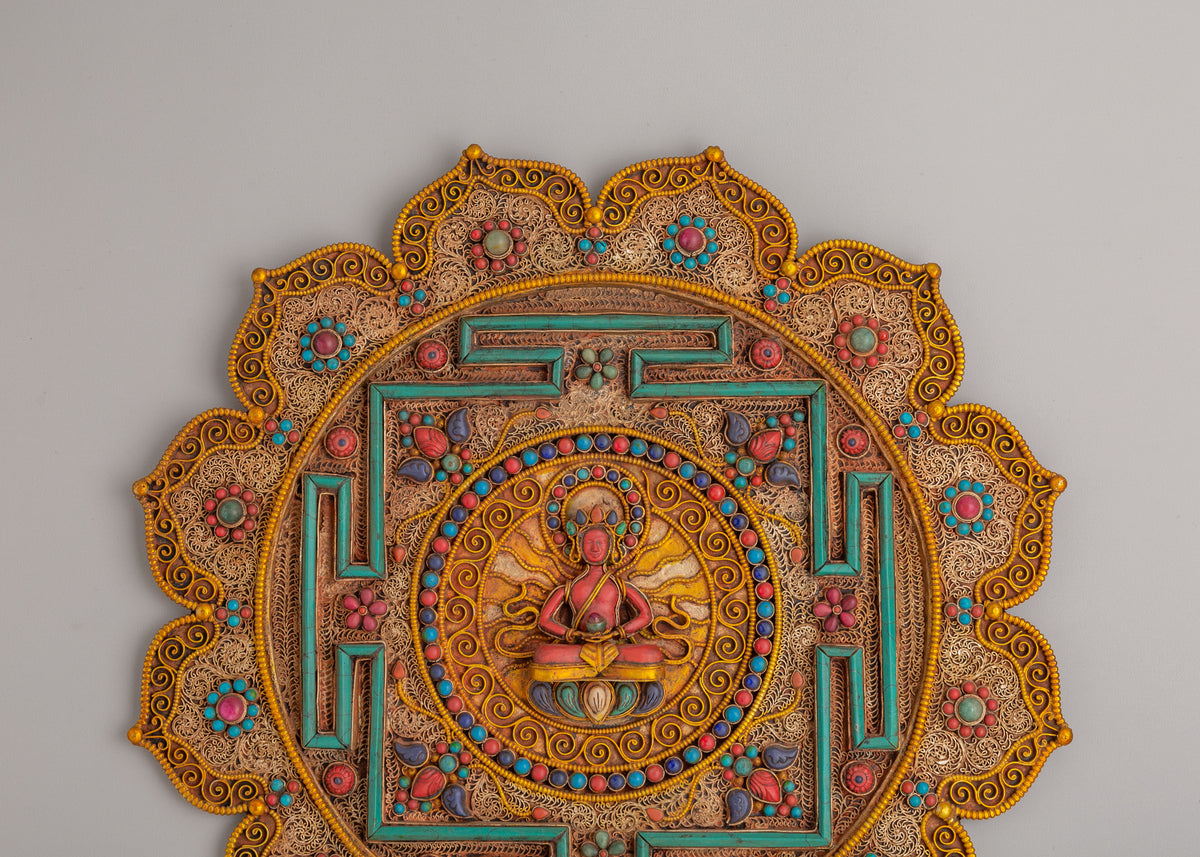 Amitayus Mandala Wall Hanging | Tibetan Long Life Deity Wall Hanging