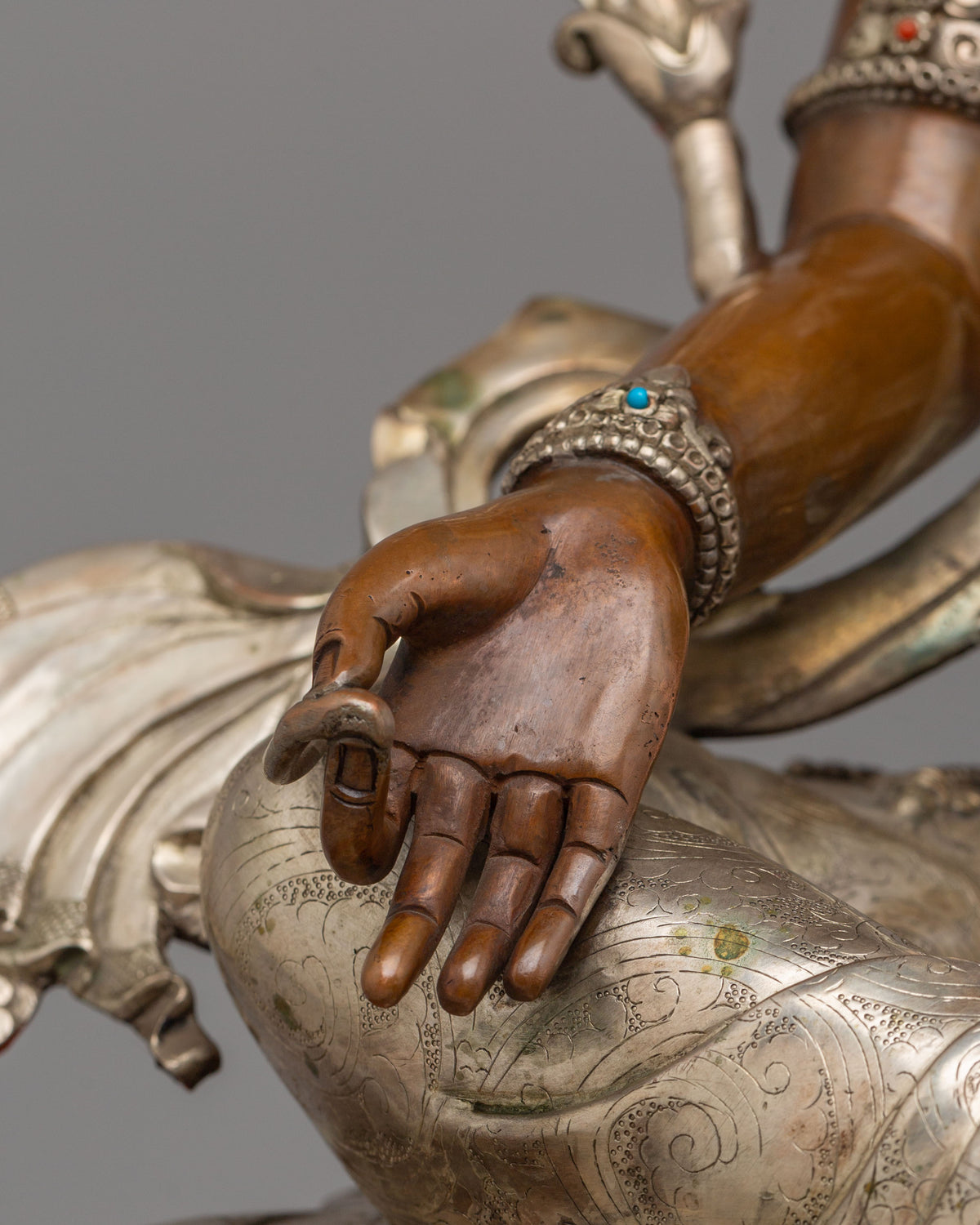 Sacred Compassion Green Tara Statue | Oxidized Copper Body