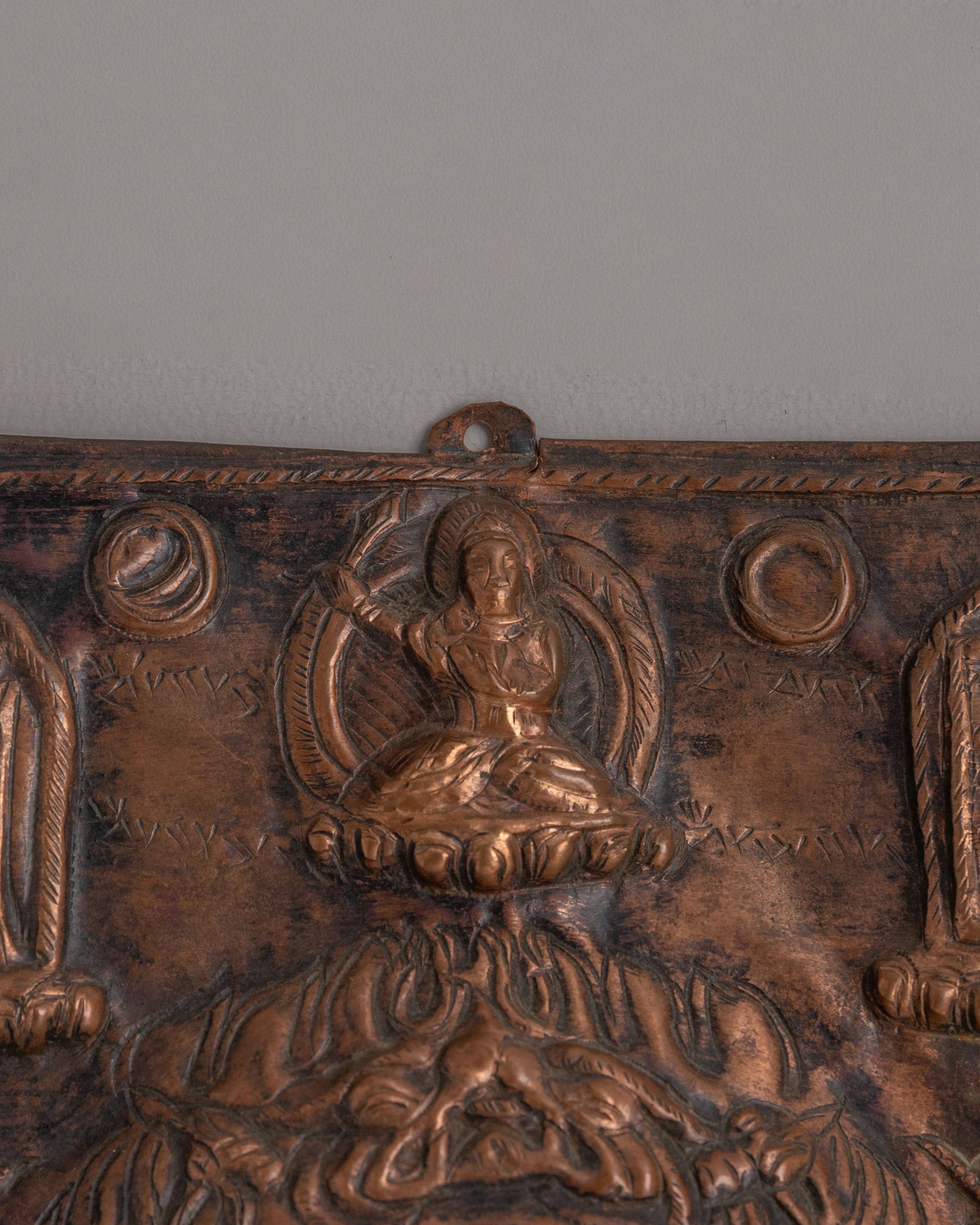 Tibetan Astrological Plaque | Sacred Brass Zodiac Art for Rituals
