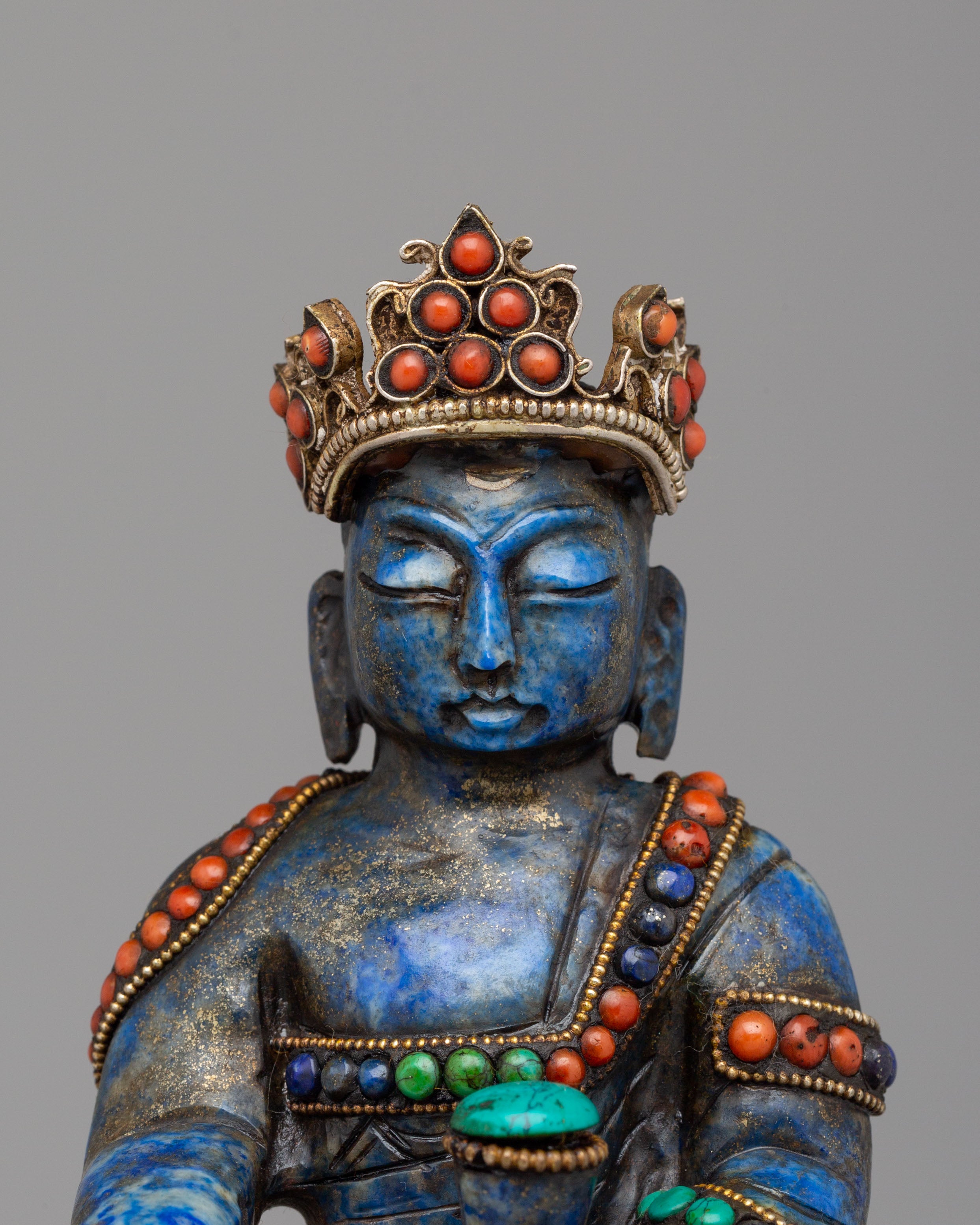 Shakyamuni Buddha on Throne Sculpture | Sacred Tibetan Artwork