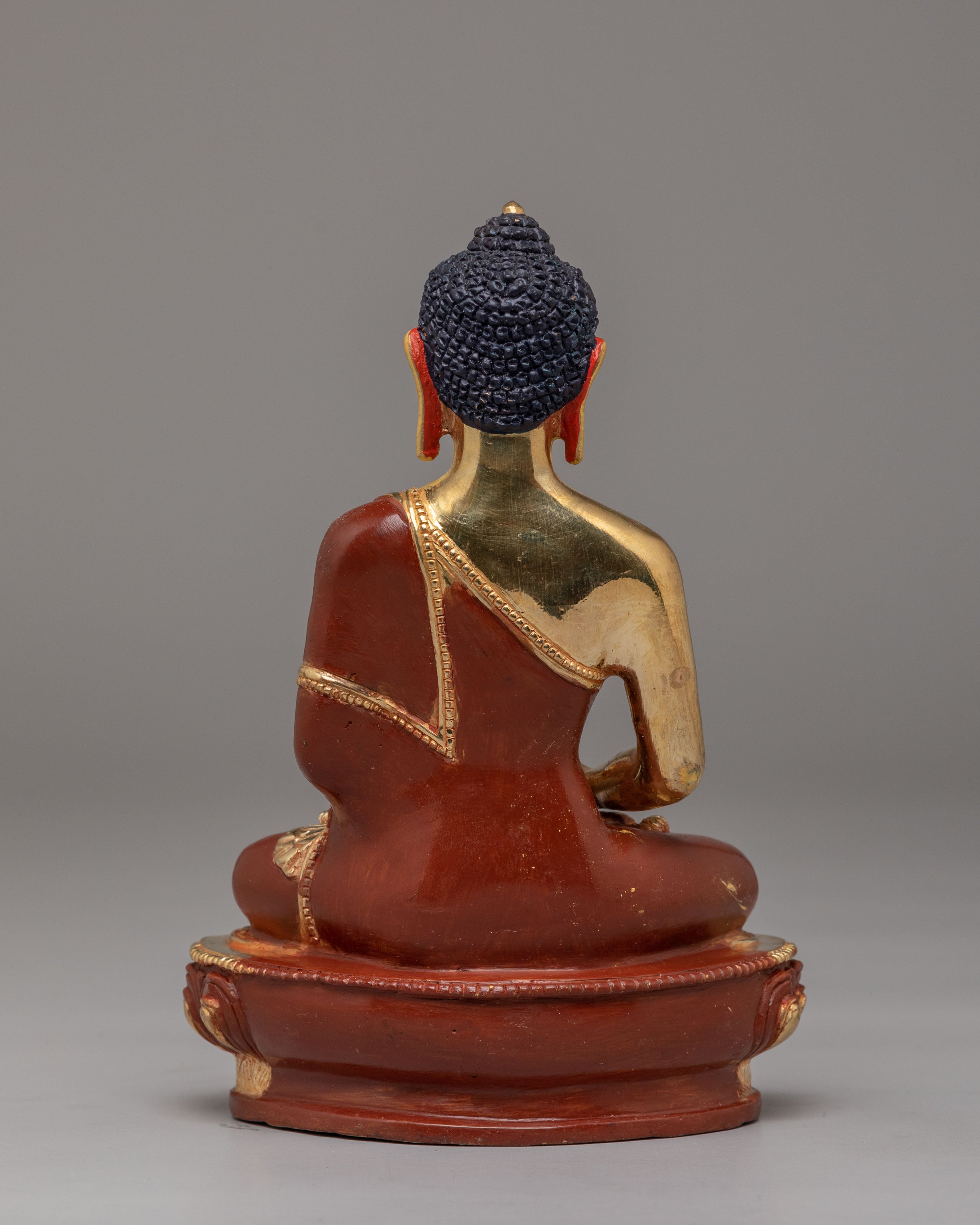 Traditional Sacred Shakyamuni Buddha Sculpture | Gold Plated Copper Statue