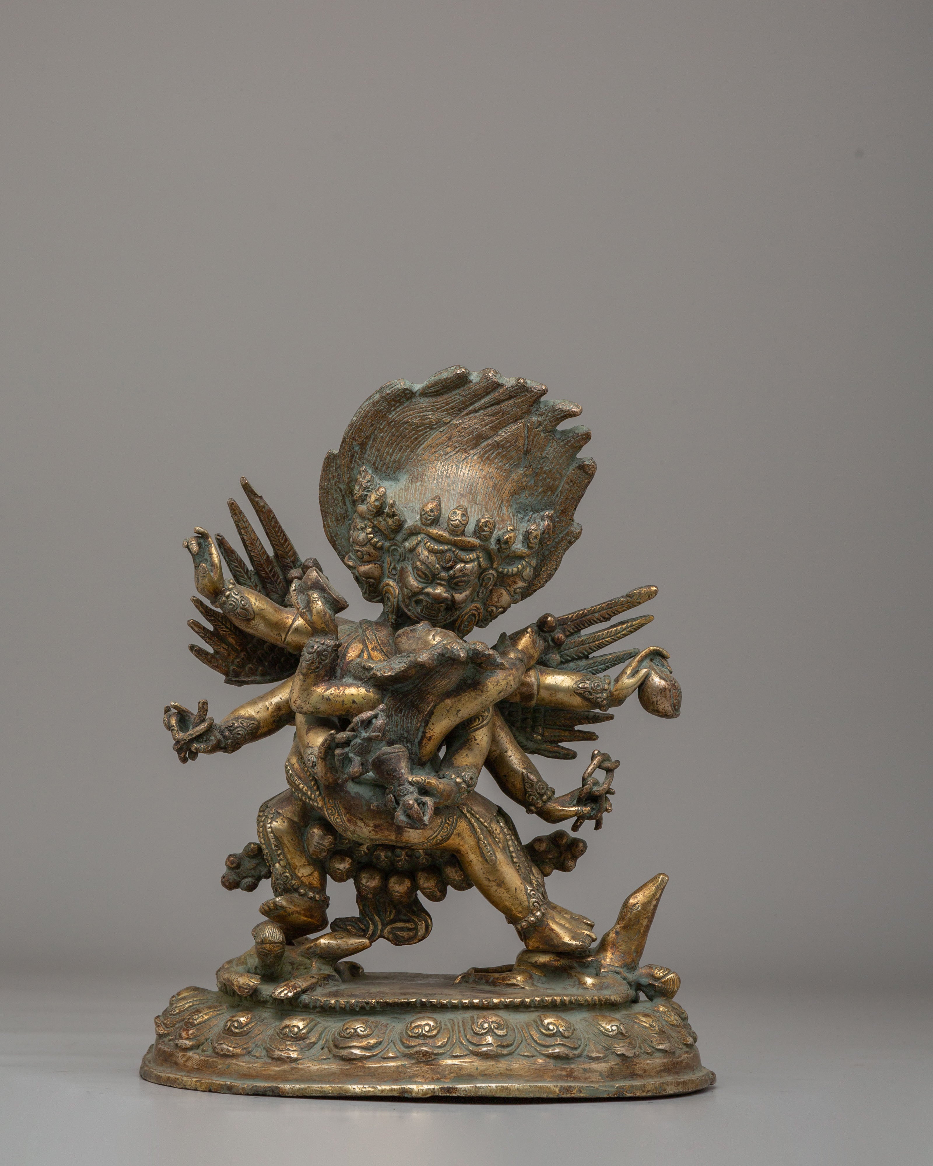 Mahakala With Consort Statue | Tibetan Protector Deity Statue