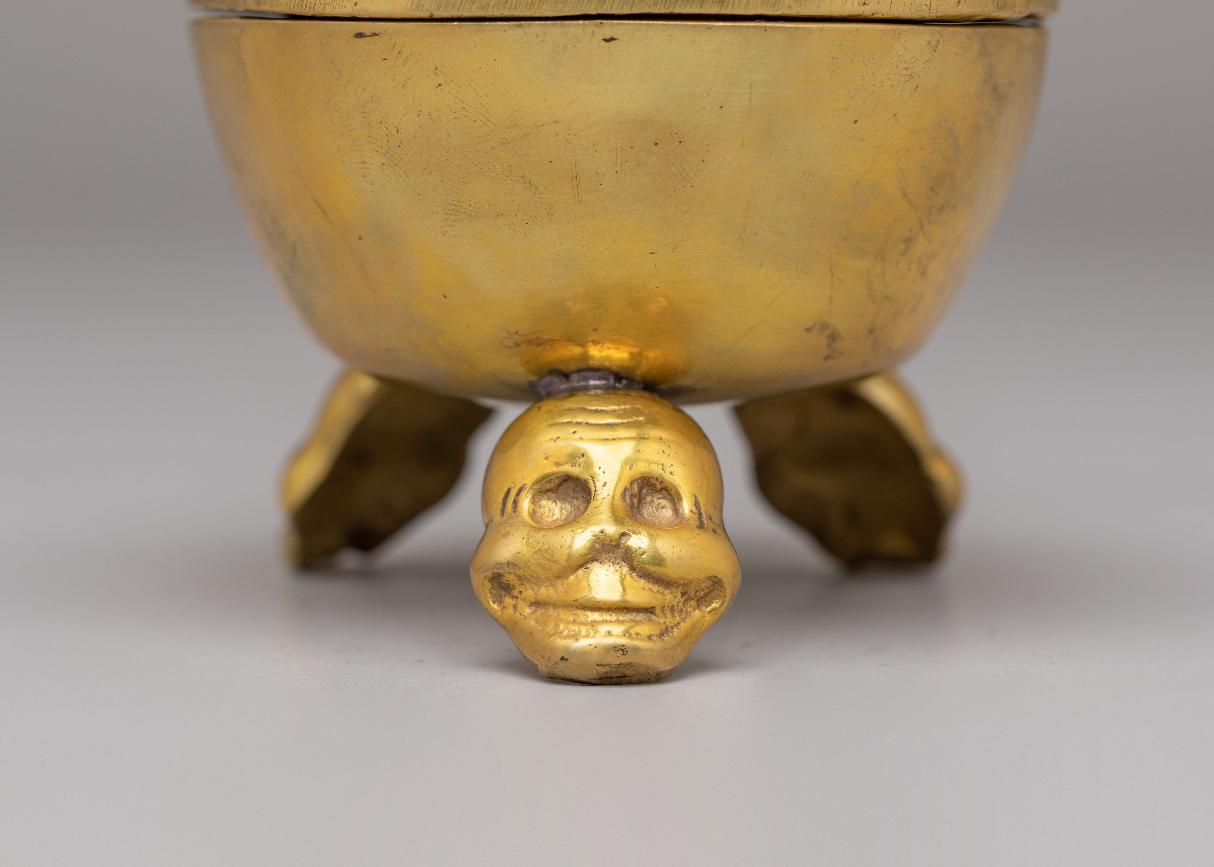 Buddhist Skull Cup Offering | Brass Kapala Ritual Vessel | Sacred Altar Decor