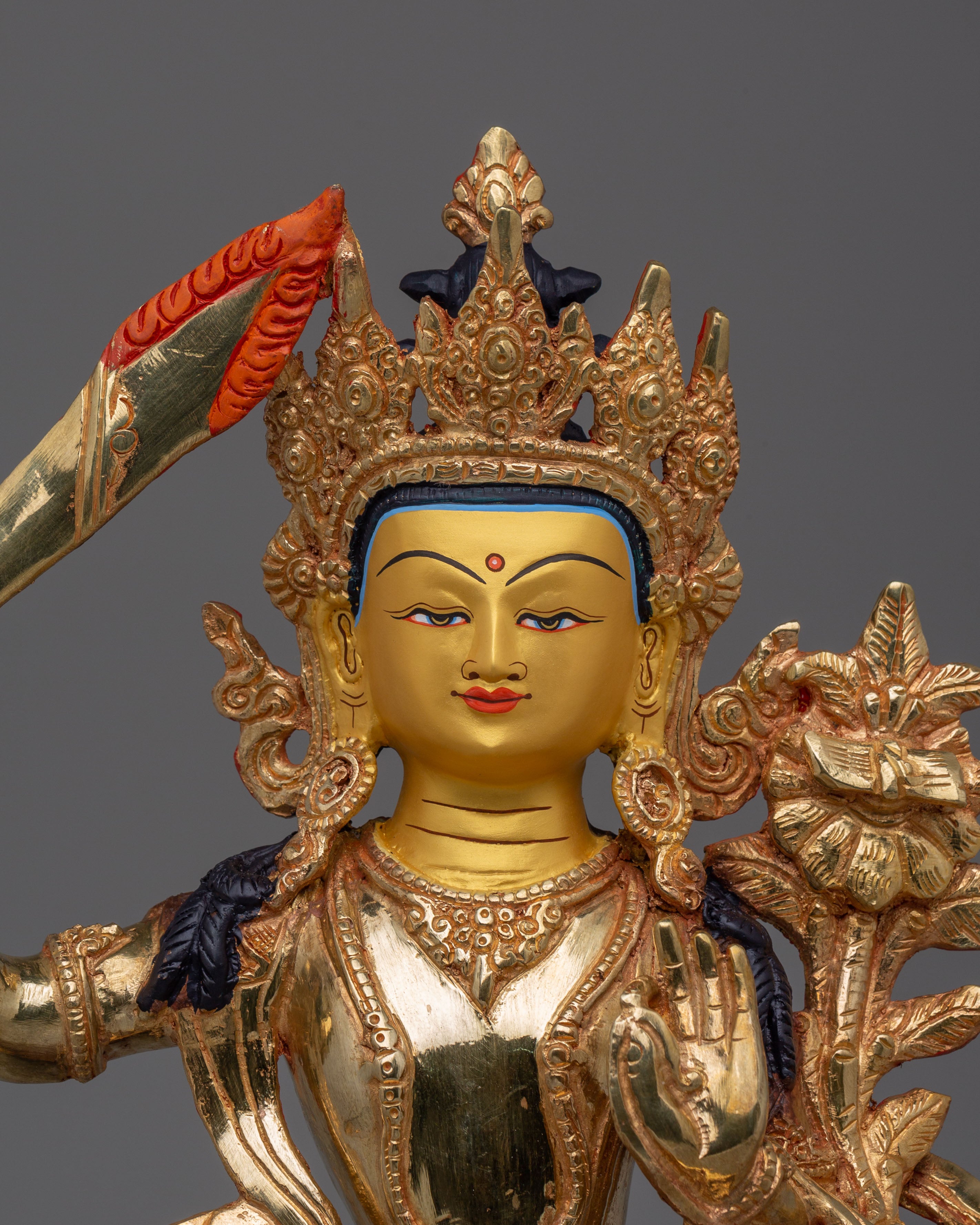 Traditional Manjushri Wisdom Deity Statue | Handcrafted Artwork for Spiritual Harmony