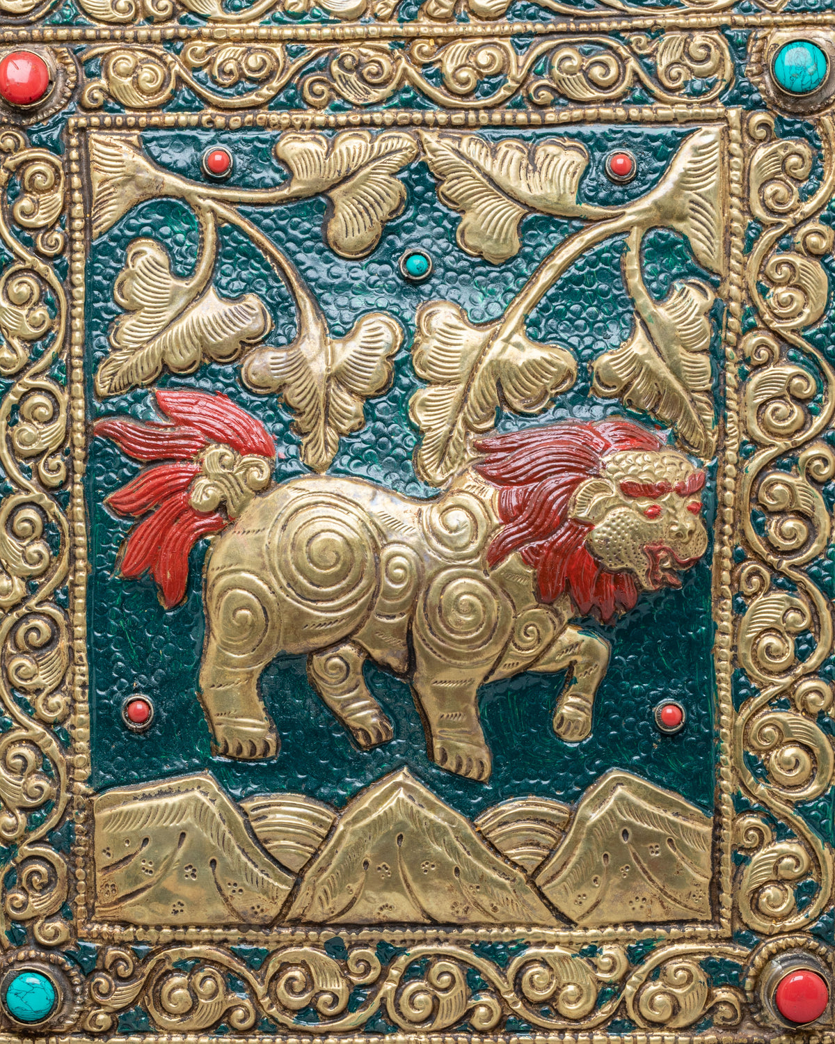 Tibetan Buddhist Lion Wall Hanging | Spiritual Home Decor
