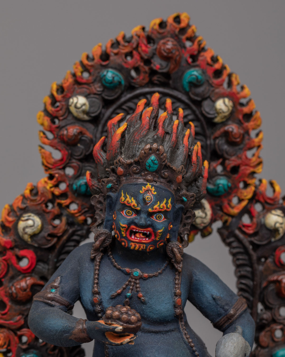 Handcrafted Black Dzambhala Spiritual Statue | Tibetan Protector Deity