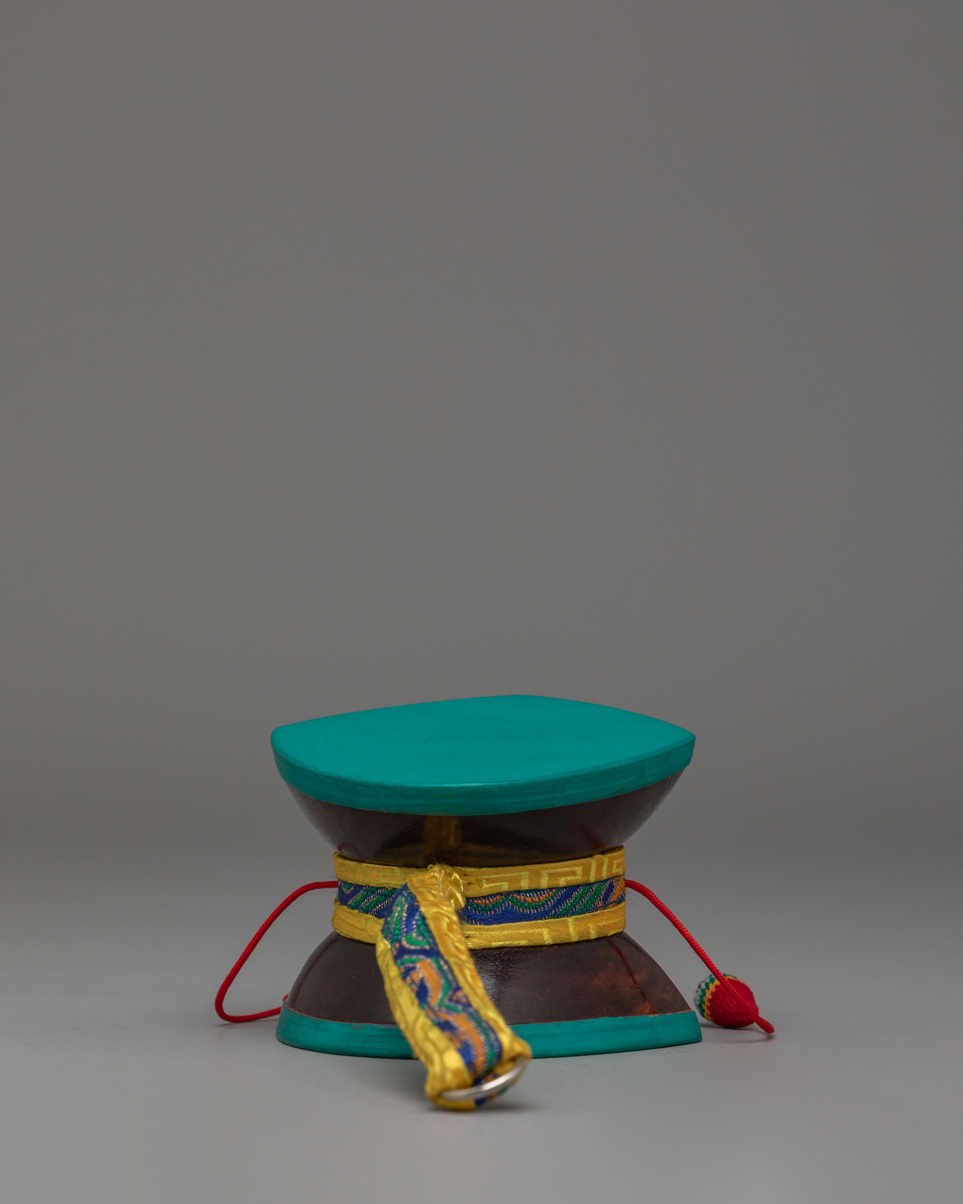 Sacred Buddhist Ritual Damaru | Traditional Red Sandalwood Meditation Drum