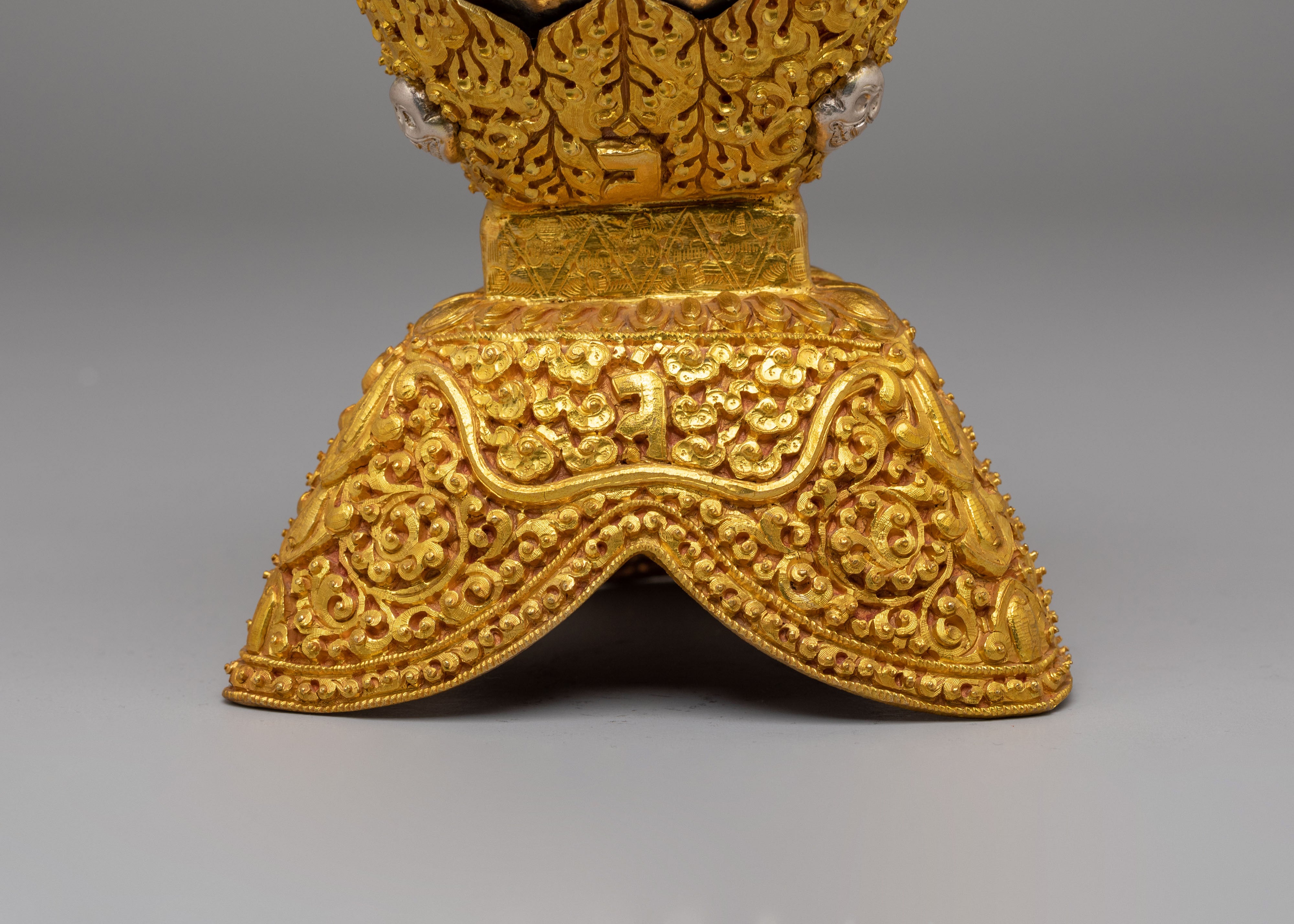 Tibetan Ritual Skull Cups for Altar | Gold and Silver Plated Kapala Set