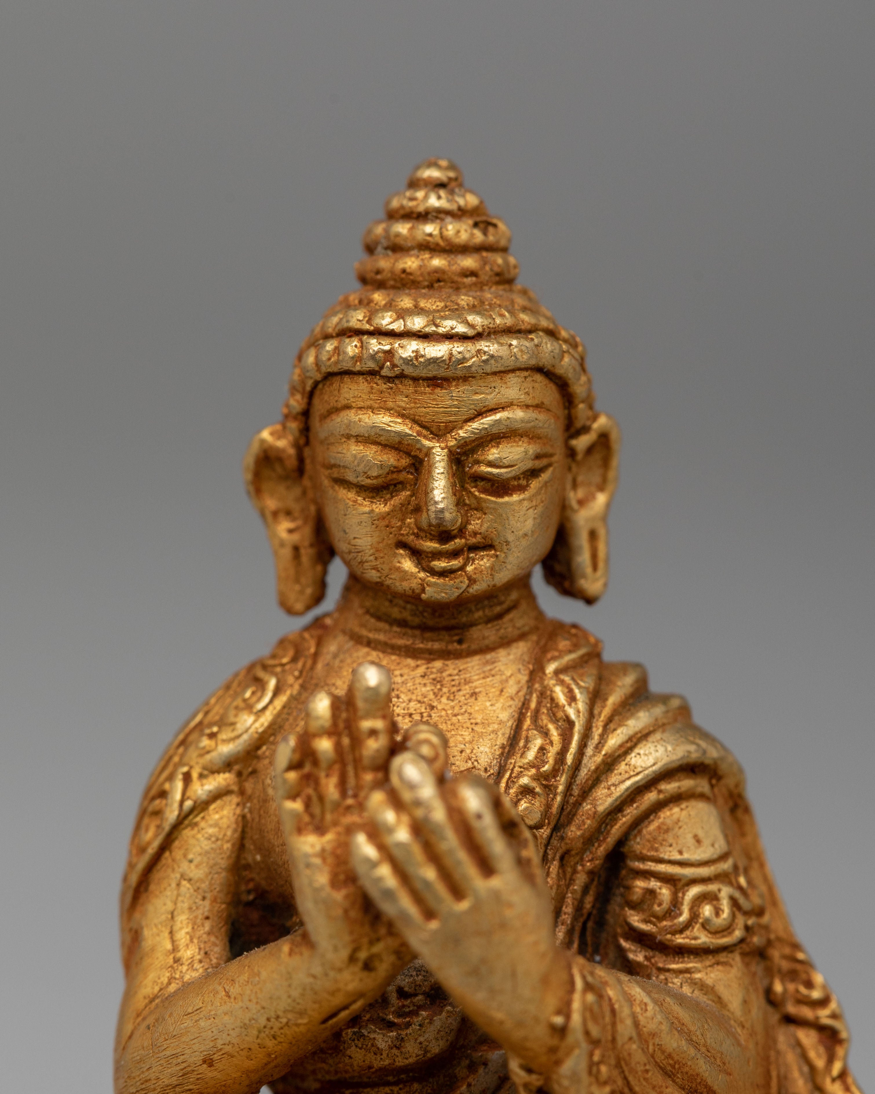 Handcrafted Vairocana Buddha Statue | Gold-Plated Copper Buddha