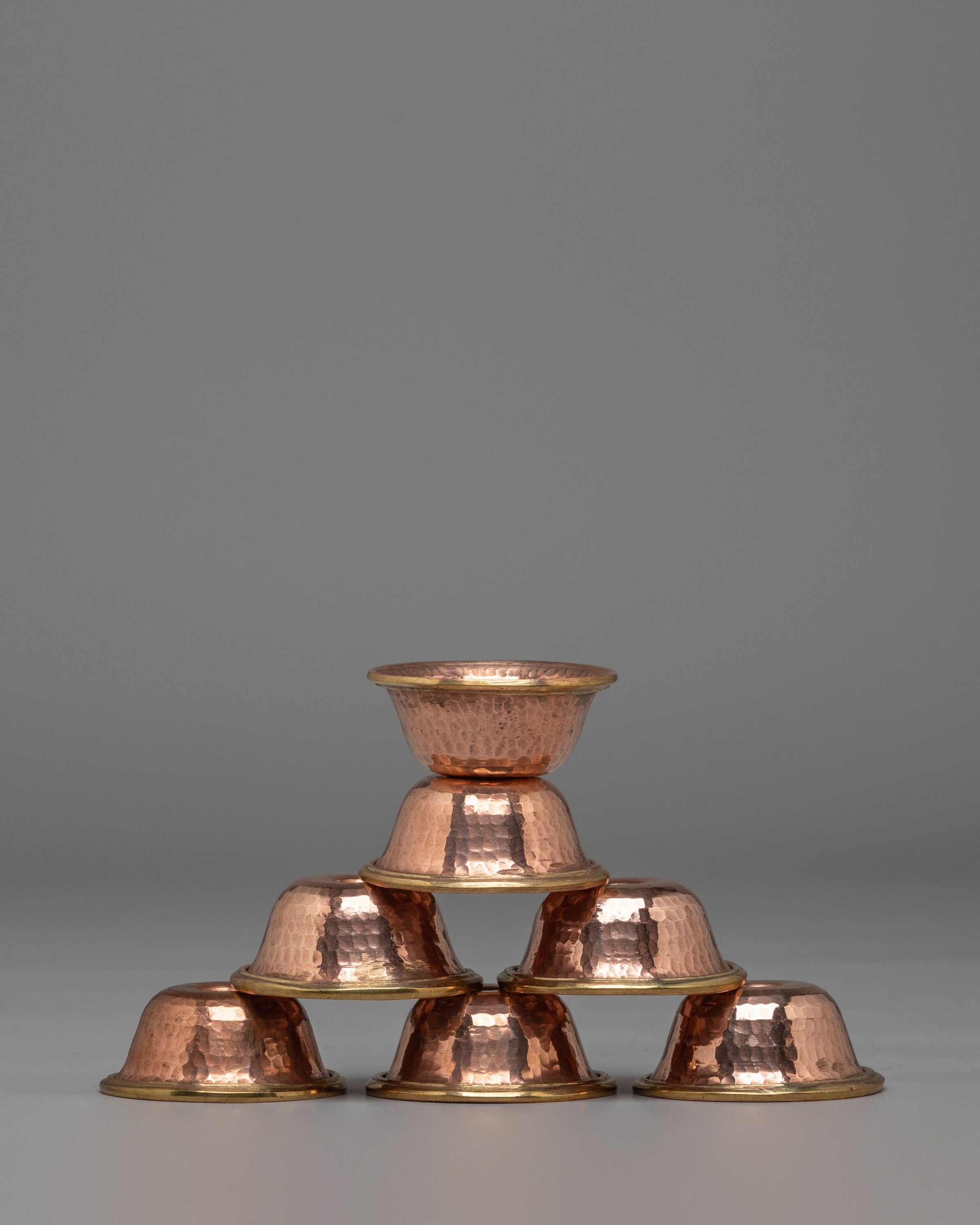 Ceremonial Seven Offering Bowl Set | Handcrafted Copper Altar Bowls