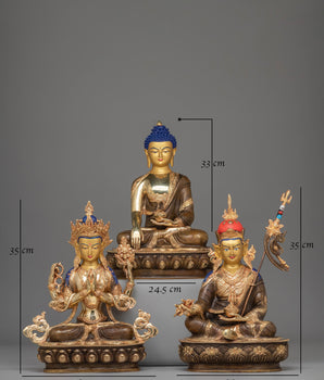 Sacred Buddha Dharma Sangha Set | Tibetan Deity Figurines