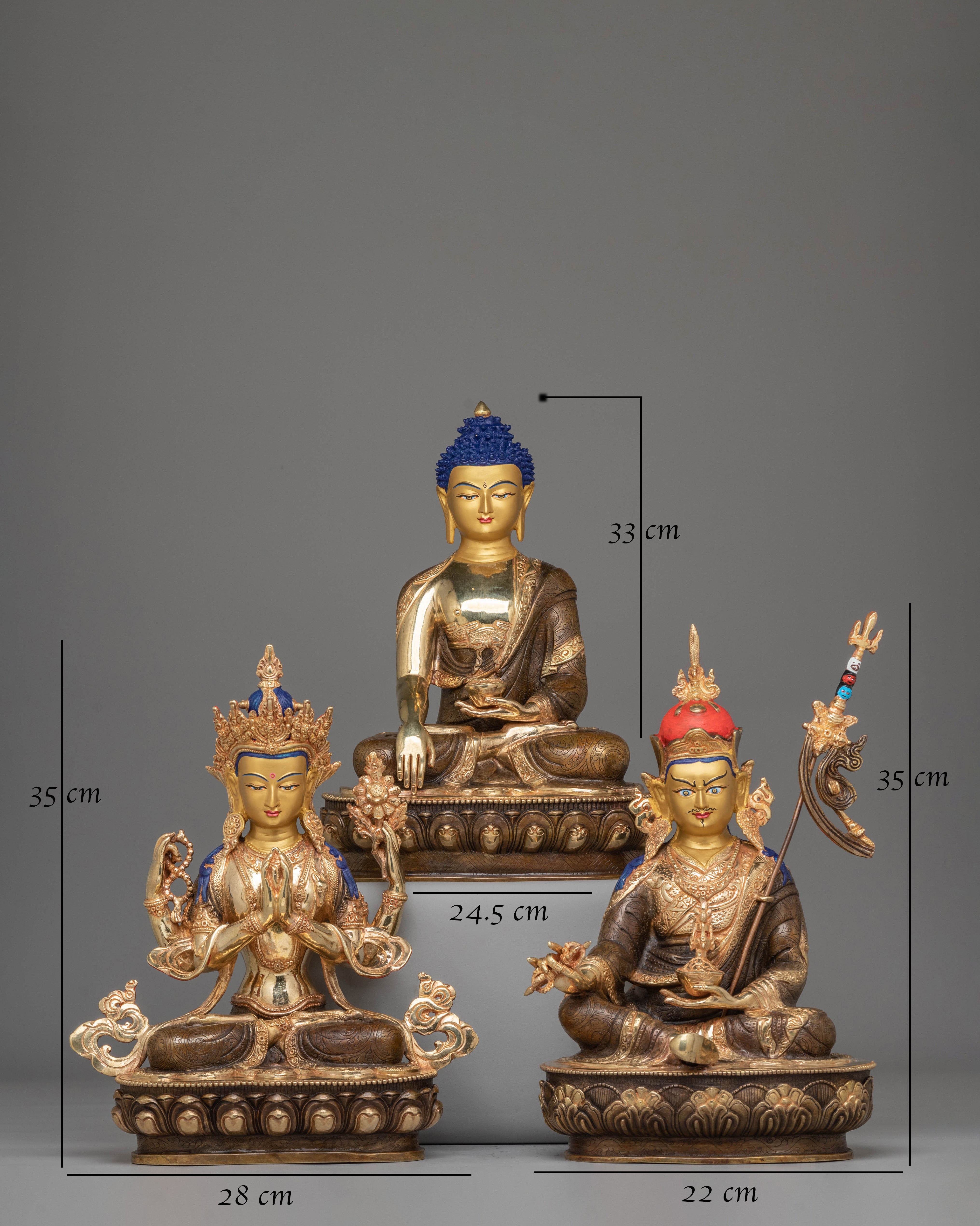 Sacred Buddha Dharma Sangha Set | Tibetan Deity Figurines
