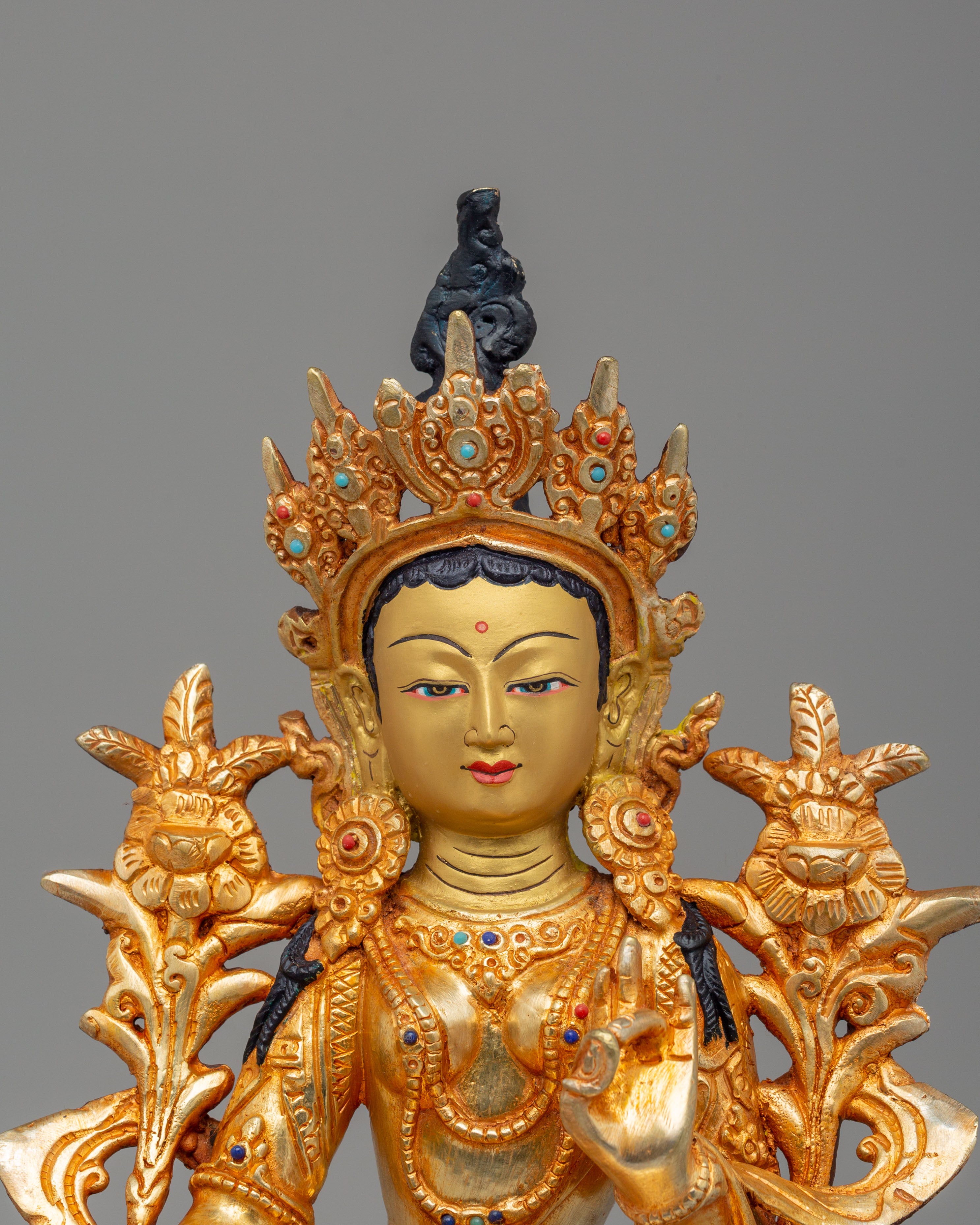 Vajrayana Green Tara Compassion Deity Statue | Tibetan Handmade Art