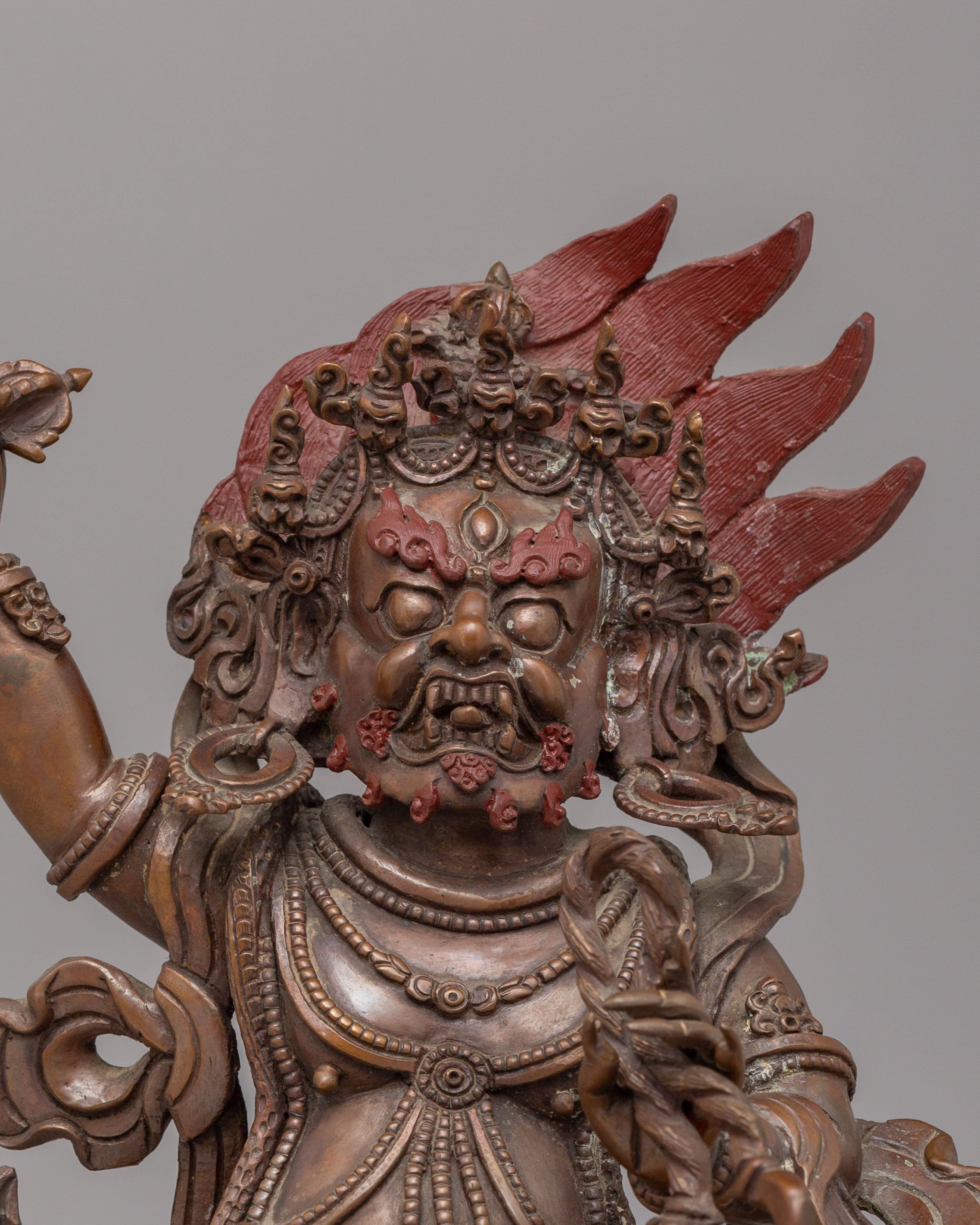 Sacred Himalayan Vajrapani Meditation Statue | Handcrafted Oxidized Copper Vajrapani