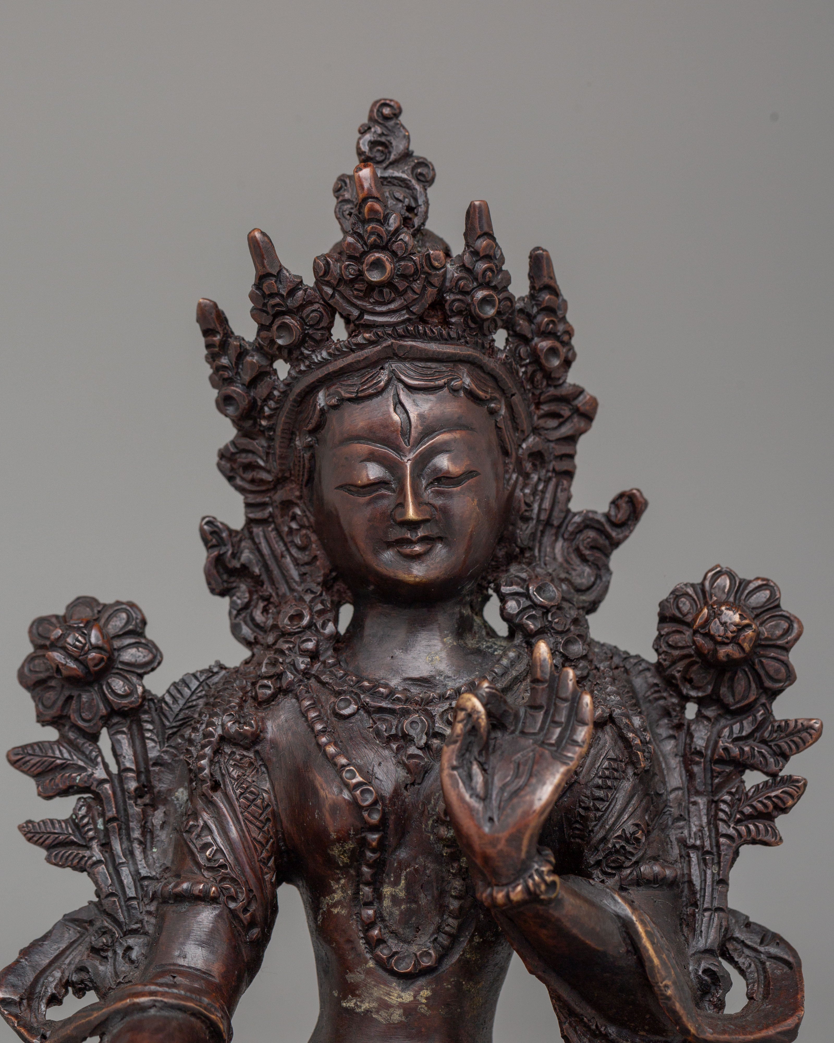 Sacred White Tara Deity Statue | Tibetan Long Life Deity