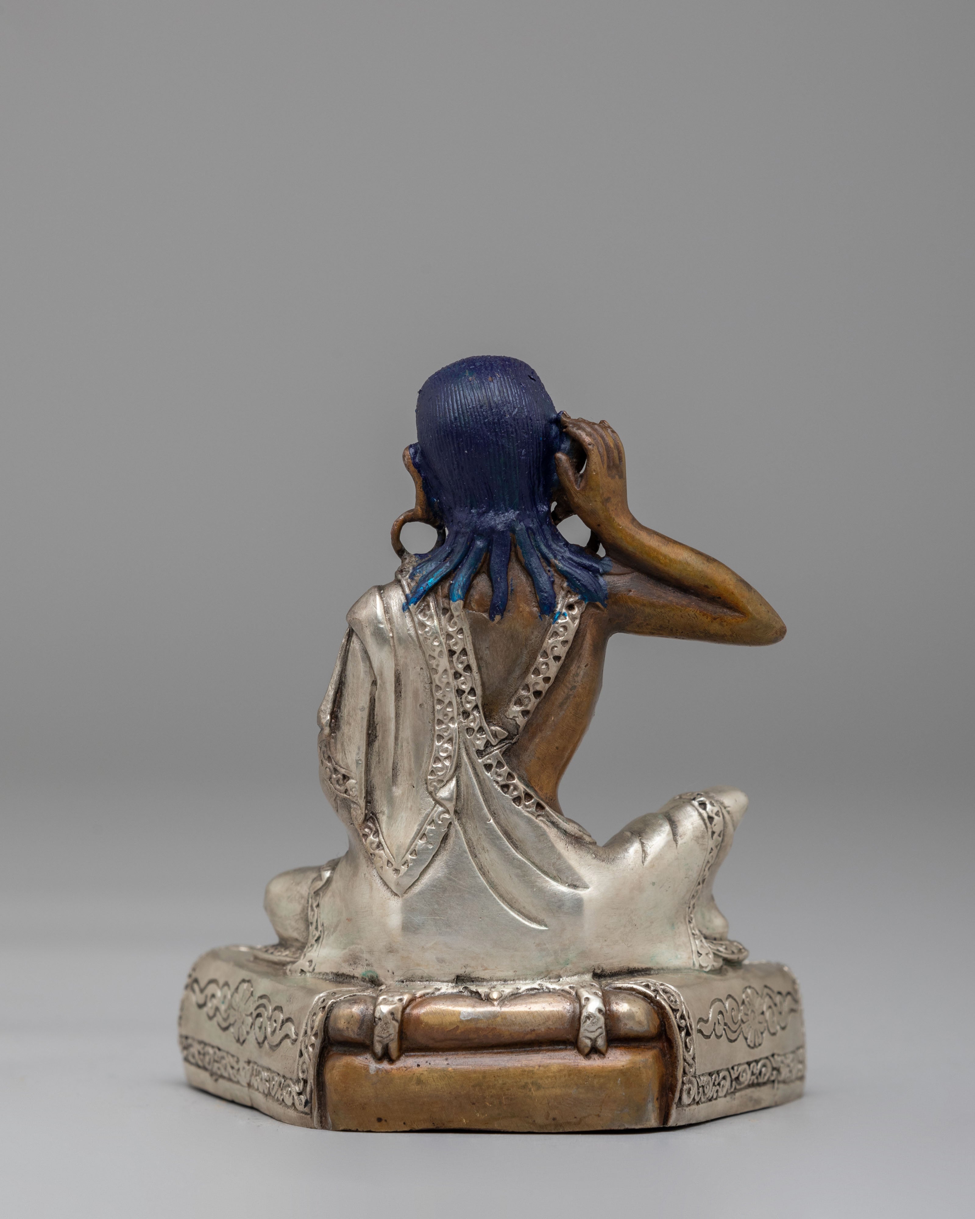 Himalayan Yogi Milarepa Statue | Handmade Oxidized Copper Artwork