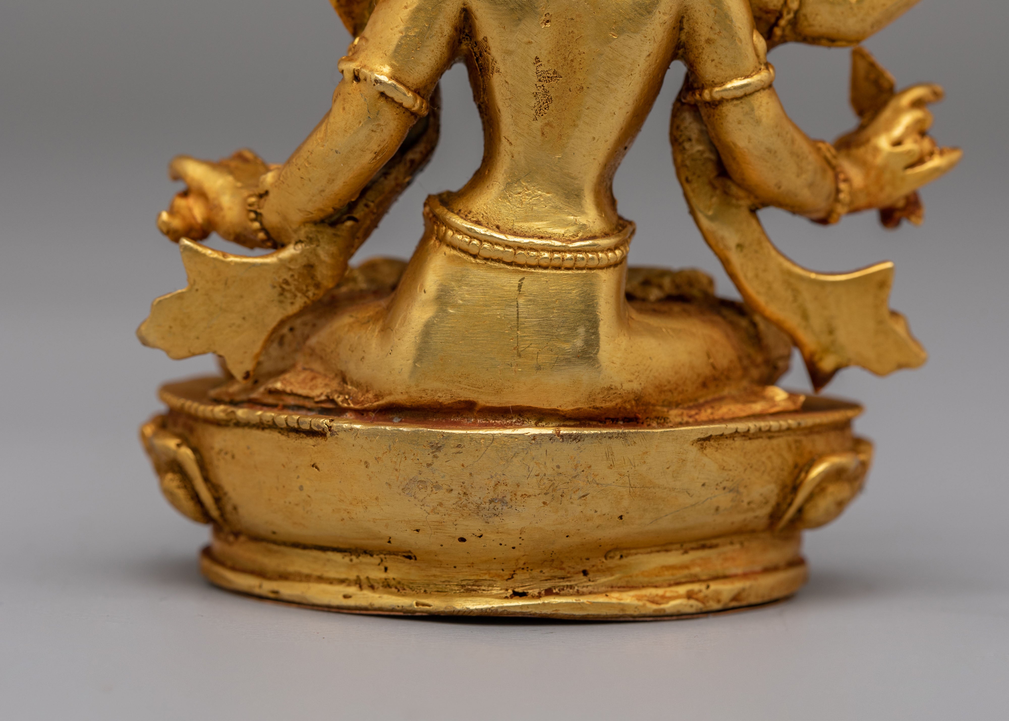 Spiritual Maha Manjushri Sculpture | Gold Plated Copper Wisdom Buddha