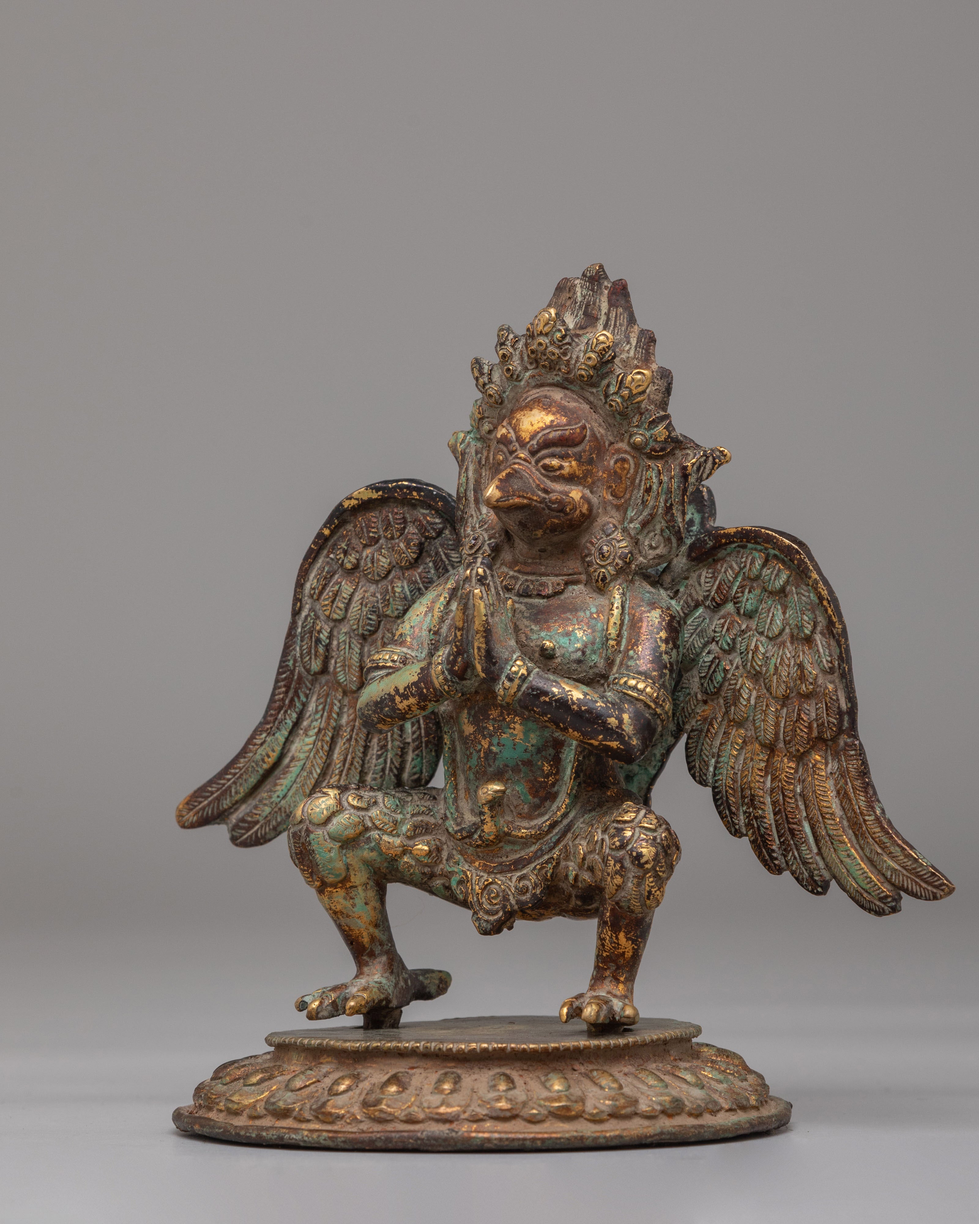 Mythical Garuda Sculpture for Altar | Himalayan Artwork