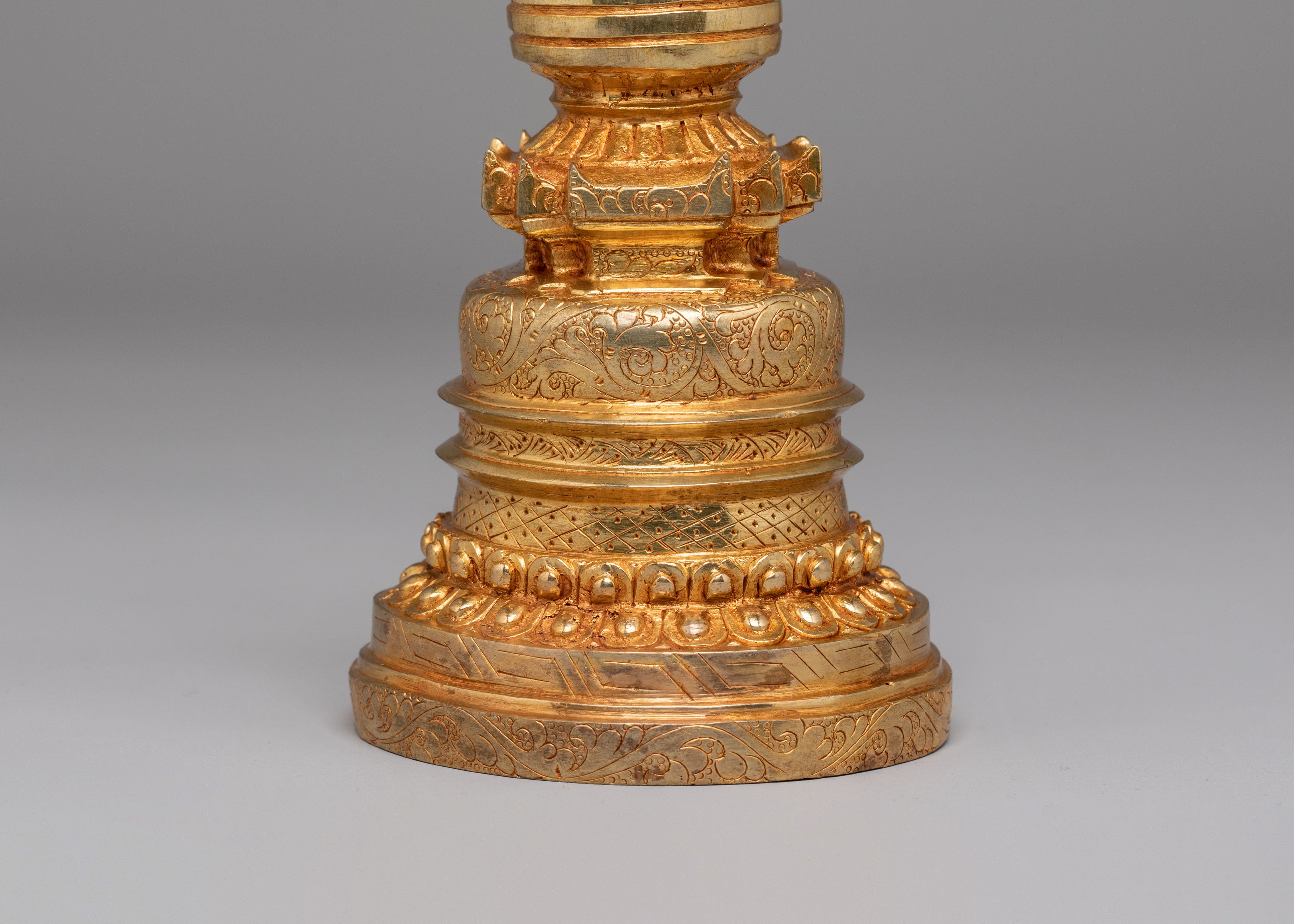 Gold-Plated Ritual Kadampa Stupa | Sacred Tibetan Buddhist Altar Statue