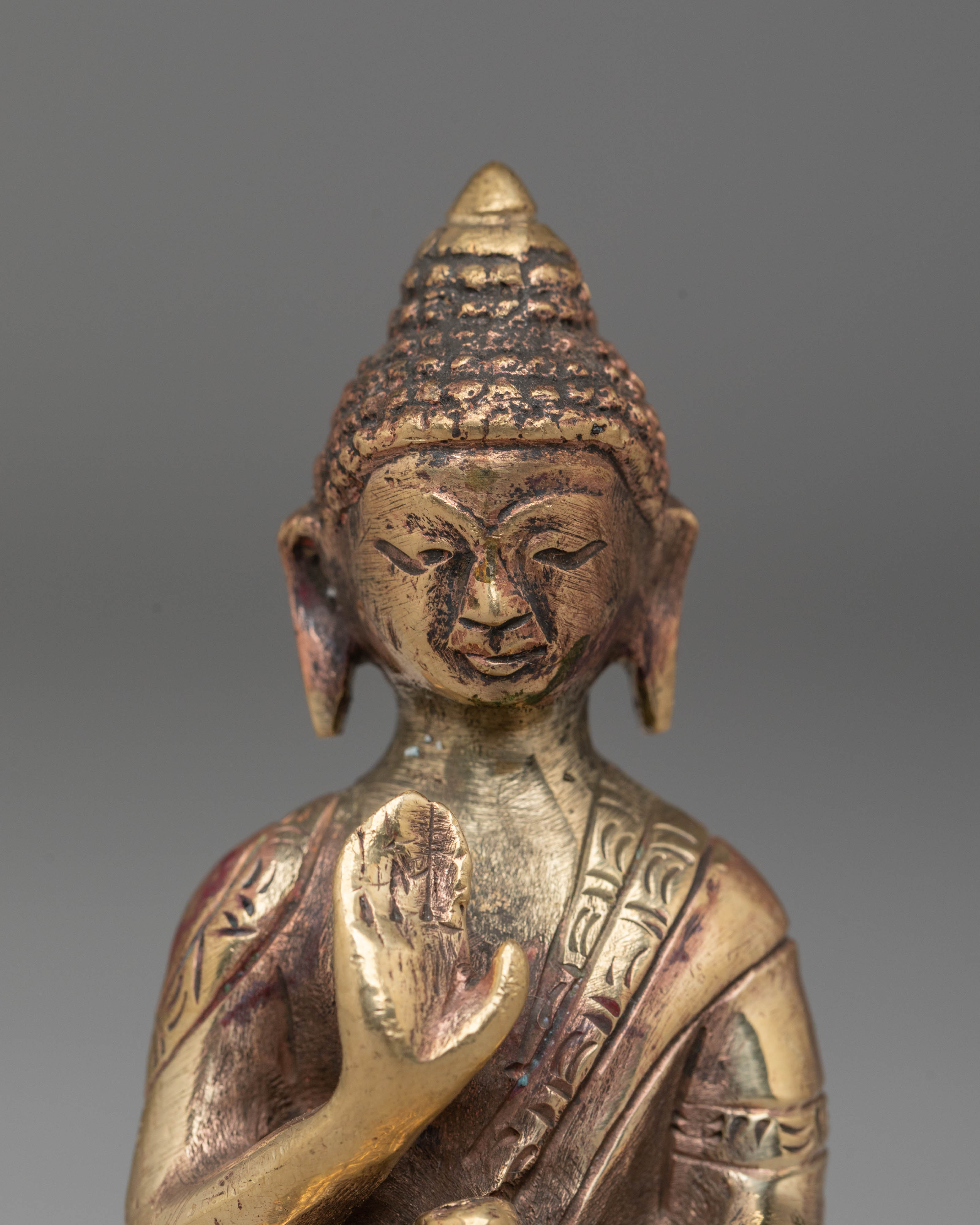 Handcrafted Buddhist Amogasiddhi Statue | Copper Body Statue