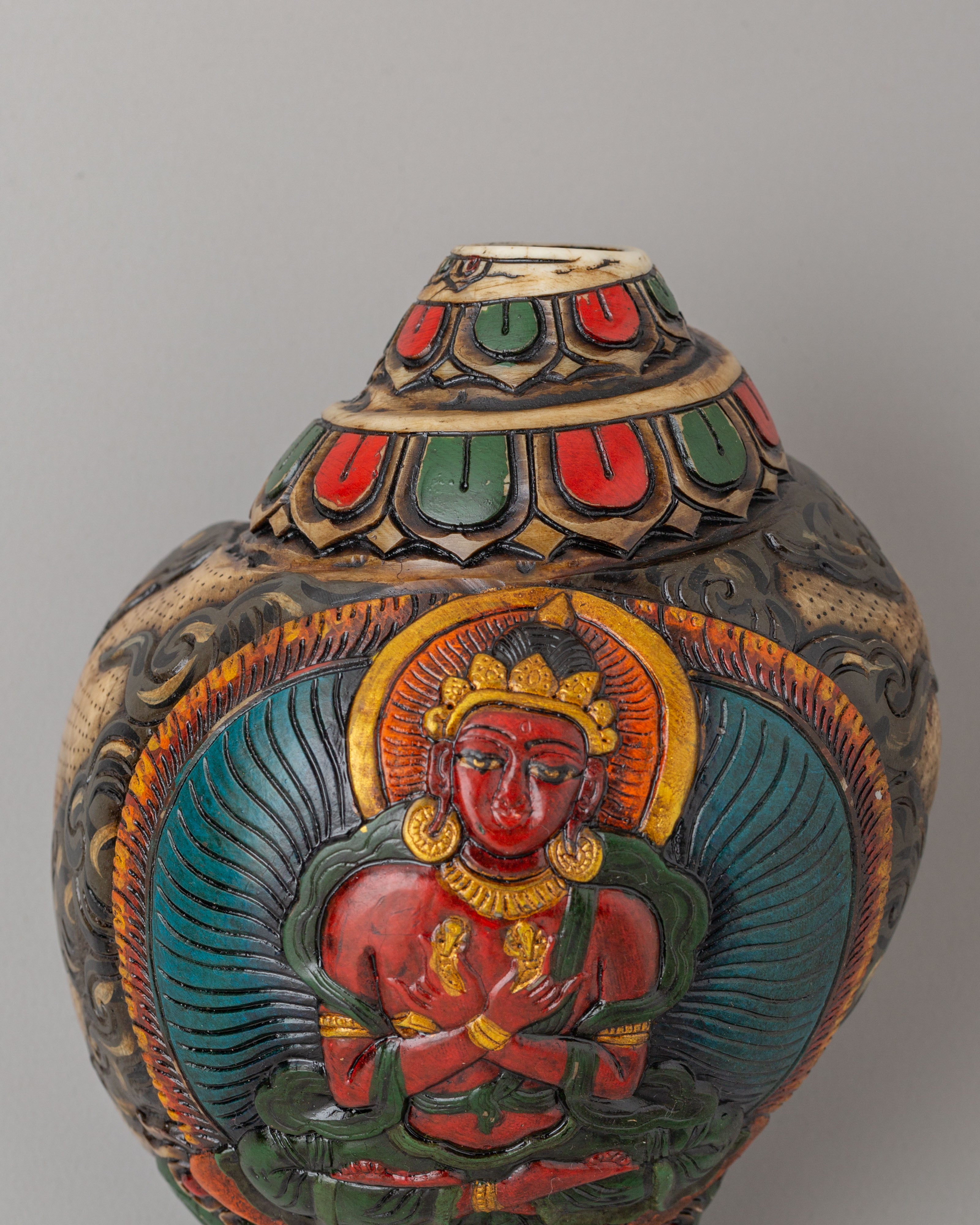 Vajradhara Carved Ritual Conch | Tibetan Buddhist Ritual Conch