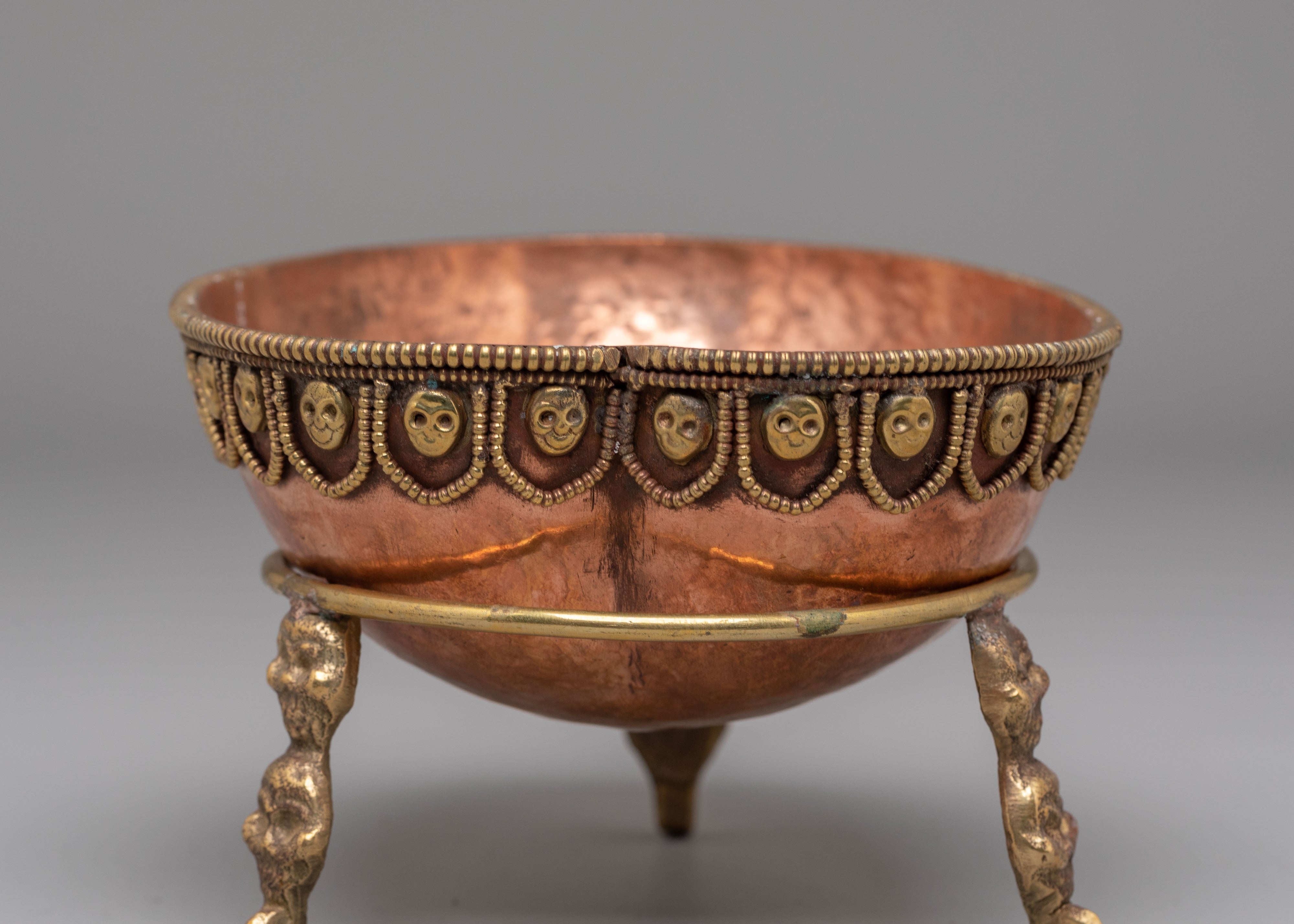 Tibetan Kapala Skull Cup With Stand | Ritual Offerings and Altar Decor