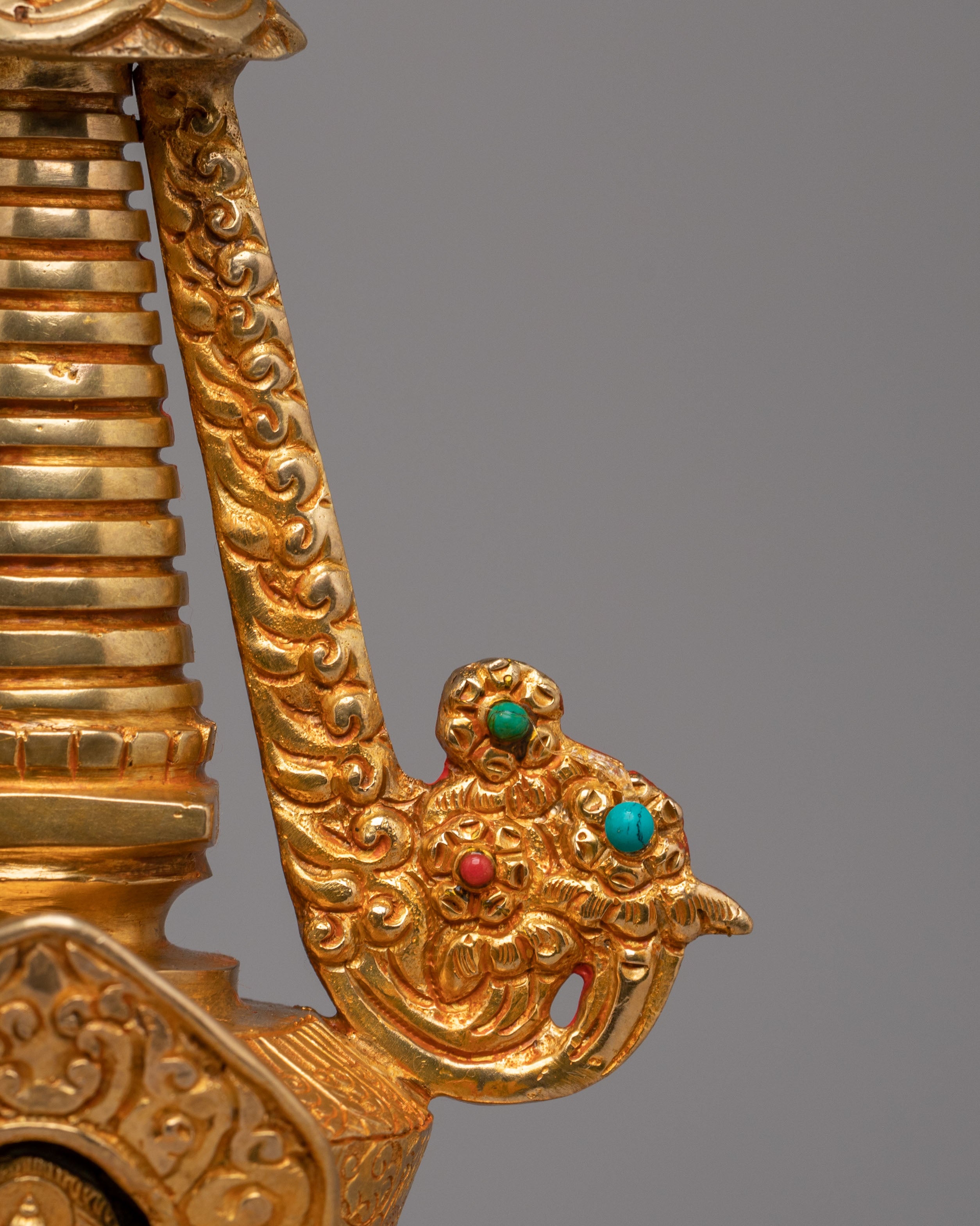 Handmade Lotus Blossom Stupa | Tibetan Copper Stupa for Spiritual Decor
