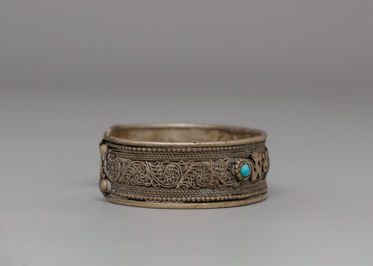 Tibetan Mantra Silver Bracelet | Spiritual Protection Jewelry