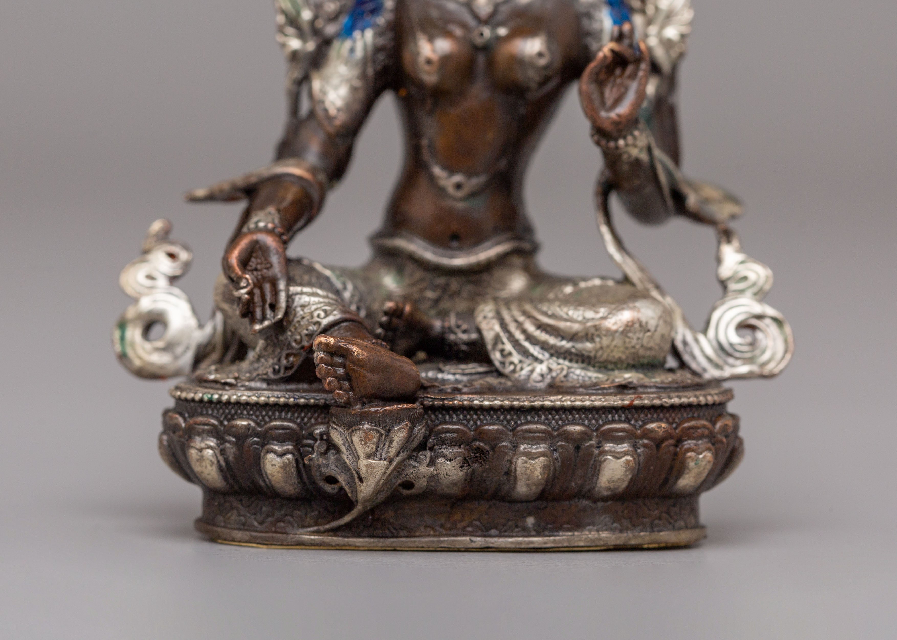 Spiritual Green Tara Goddess Statue | Handcrafted Tibetan Copper Artwork