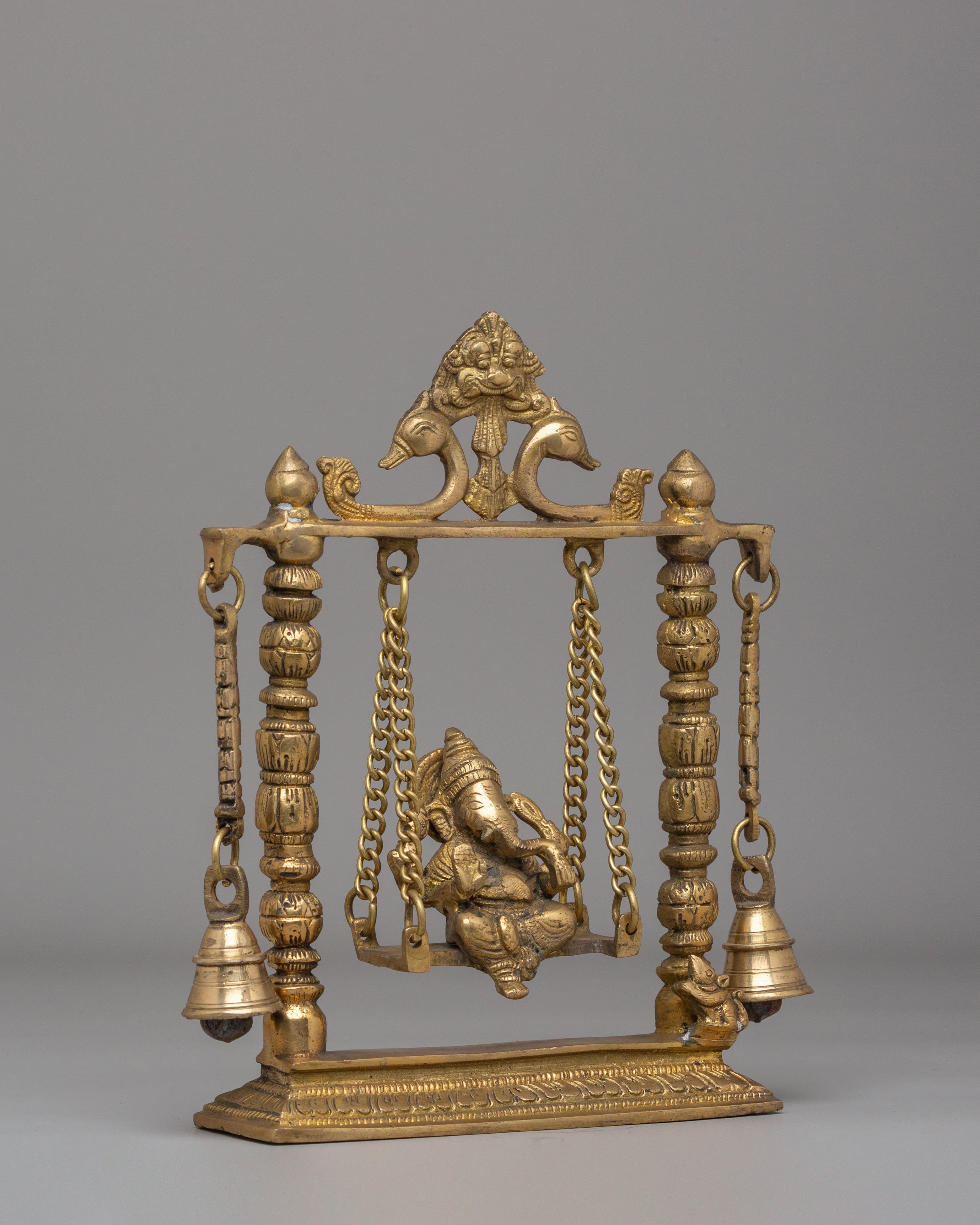 Handmade Ritual Ganesh on Swing | Brass Hindu God Figurine