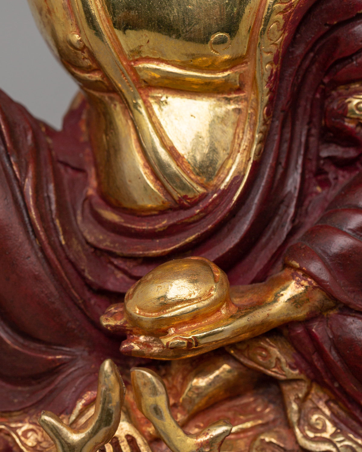 Spiritual Tibetan Milarepa Figurine | 24K Mercury Gold Plated Copper Sculpture