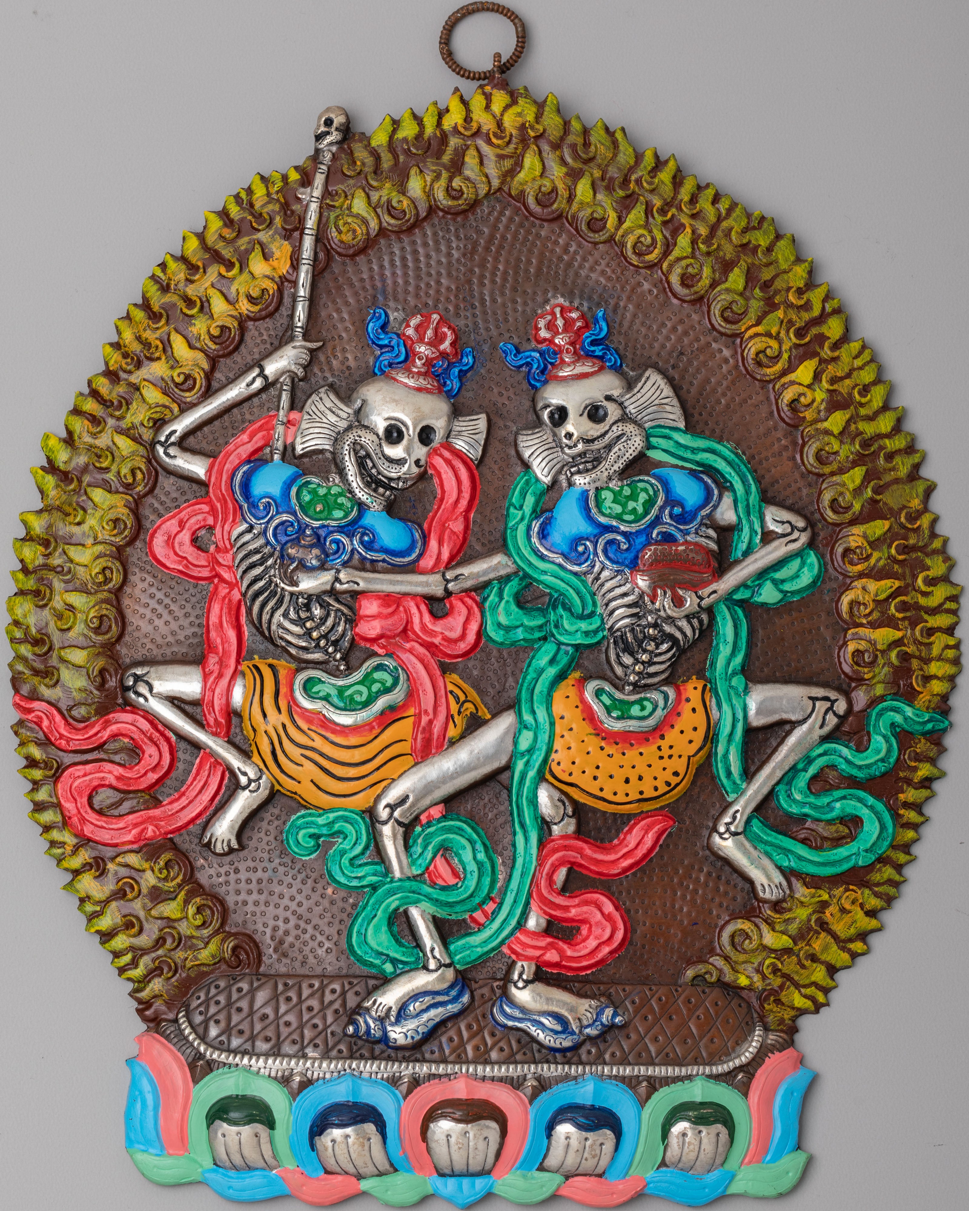Citipati Dharmapala Wall Hanging | Handcrafted Tibetan Protector Deity Artwork