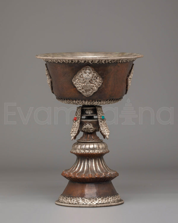 Decorative Tibetan Butter Lamp | Handcrafted Ritual Oil Lamp for Meditation