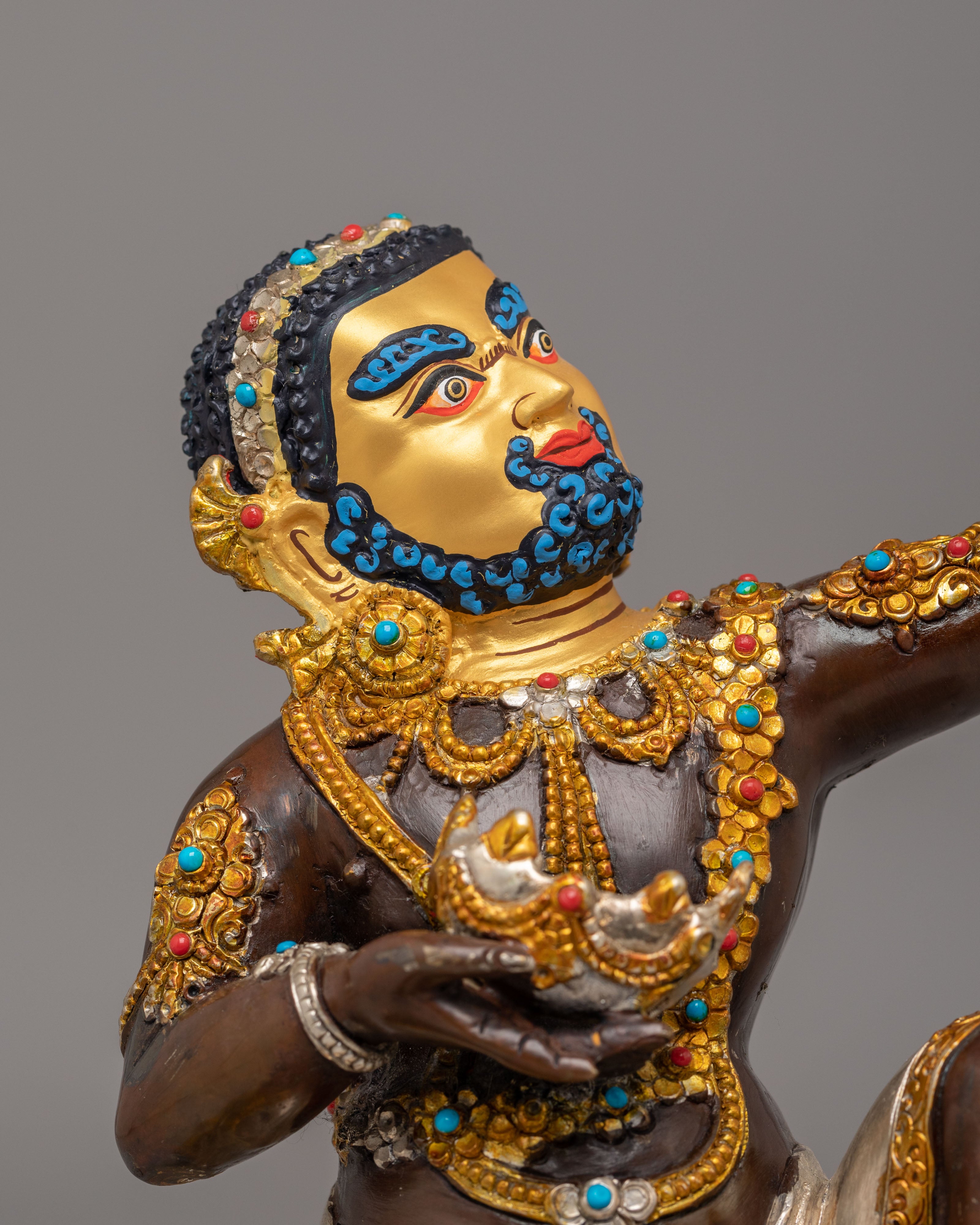 Mahasiddha Virupa Statue | 24K Gold Plated Buddhist Meditation Sculpture