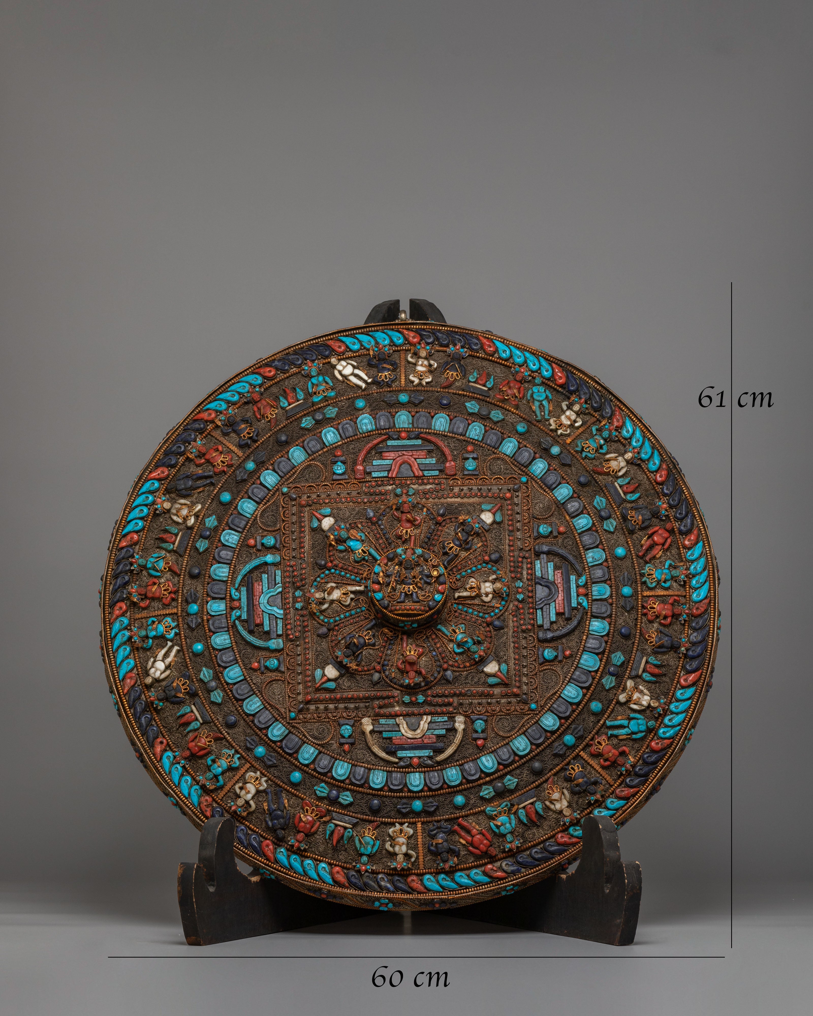 Tibetan Mandala Wall Art | Gemstone Mandala with Stand