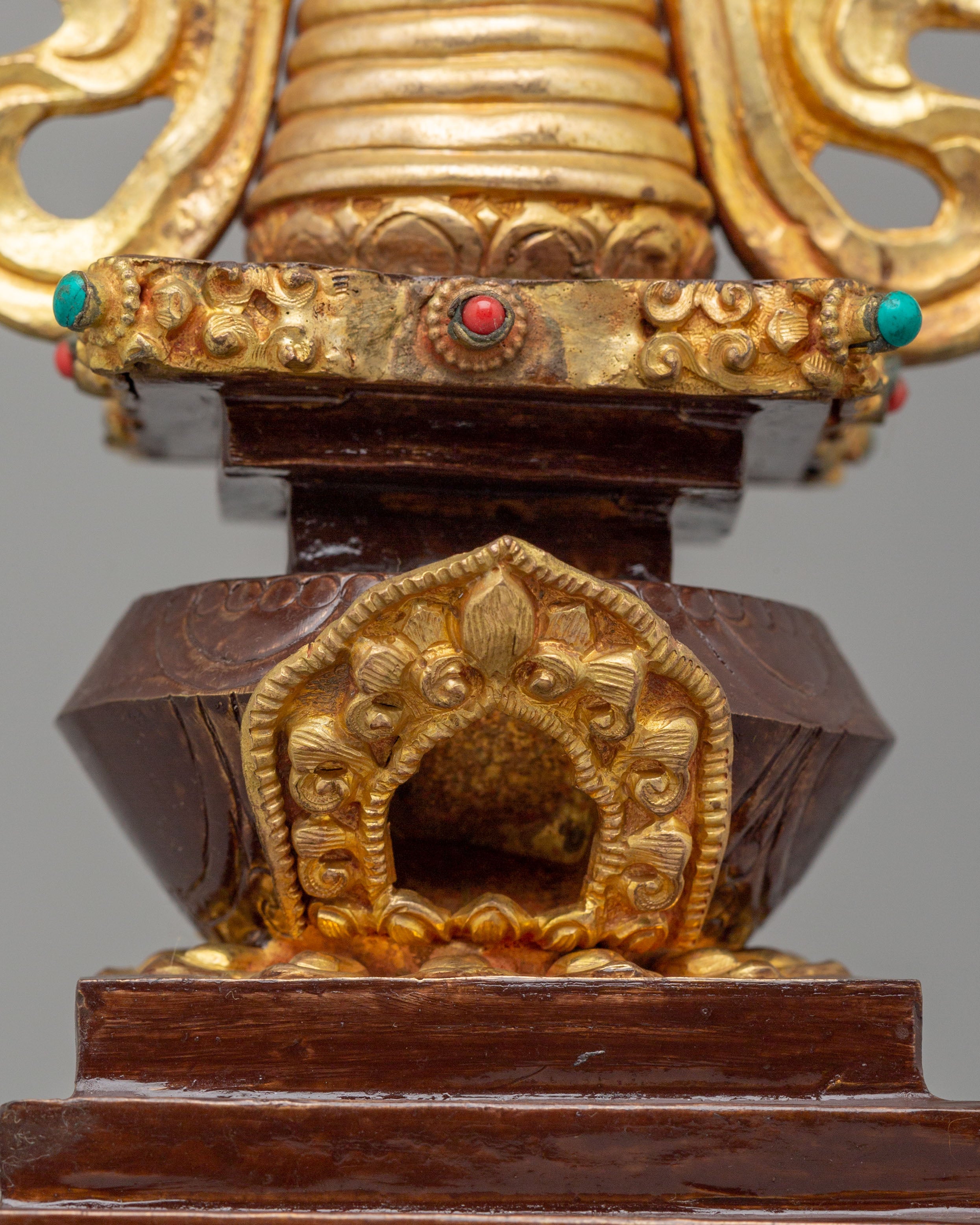 Handcrafted Altar Enlightenment Stupa | Tibetan Copper Spiritual Sculpture