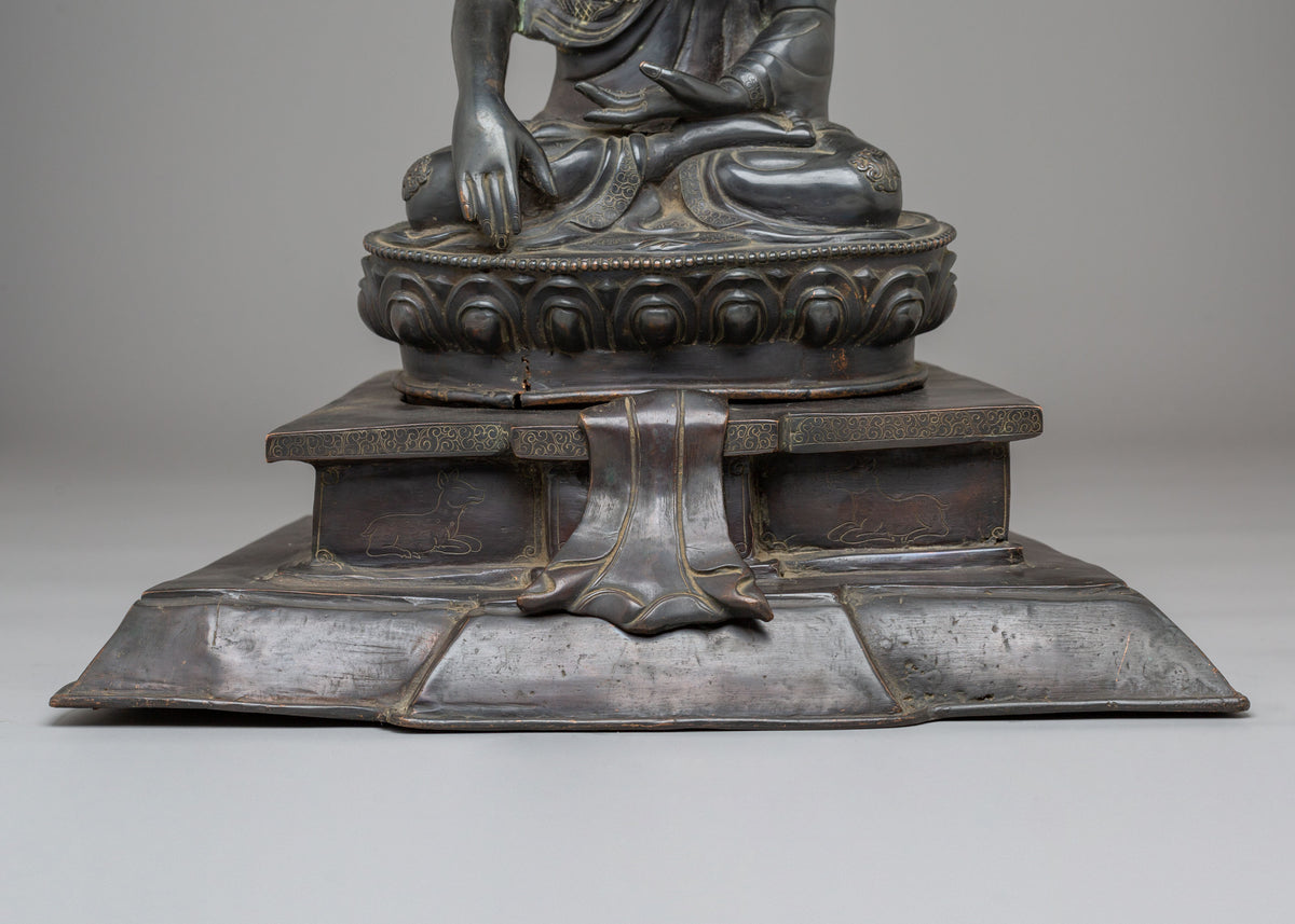 Gautama Buddha Buddhist Sculpture | 50 Year Old Oxidized Copper Statue
